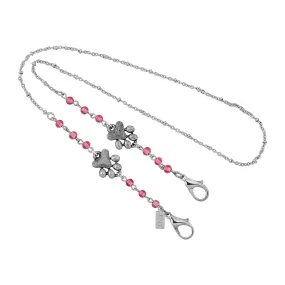 1928 Jewelry® Silver Tone Dog Paw Pink Bead Mask Holder 22 Inch 1928 Jewelry® Silver Tone Dog Paw Pink Bead Mask Holder 22 Inch