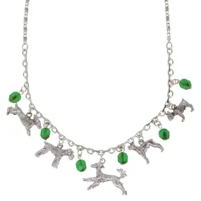 1928 Jewelry® Silver Tone Green Crystal Beaded Multi Dog Drop Necklace 16" Adj. 1928 Jewelry® Silver Tone Green Crystal Beaded Multi Dog Drop Necklace 16" Adj.