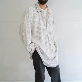 1970-80s Europe white color all over pattern grangpa shirt -pajama like- 1970-80s Europe white color all over pattern grangpa shirt -pajama like-