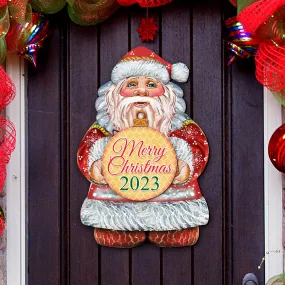 2023 Dated Merry Christmas Santa Door Hanger by G DeBrekht - Christmas Santa Snowman Decor - 8117810H-MC-D23 2023 Dated Merry Christmas Santa Door Hanger by G DeBrekht - Christmas Santa Snowman Decor - 8117810H-MC-D23
