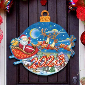 2023 Dated Up Up and Away Santa Door Hanger by G DeBrekht - Christmas Decor - 8112160H-D23 2023 Dated Up Up and Away Santa Door Hanger by G DeBrekht - Christmas Decor - 8112160H-D23