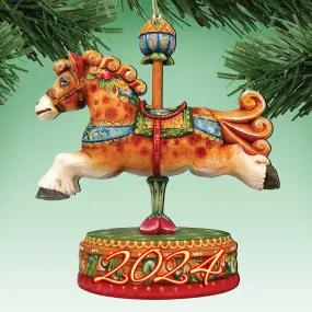 2024 Dated Carousel Horse Wooden Ornaments by G DeBrekht - Carousel Holiday Decor - 8114041-3-D24 2024 Dated Carousel Horse Wooden Ornaments by G DeBrekht - Carousel Holiday Decor - 8114041-3-D24