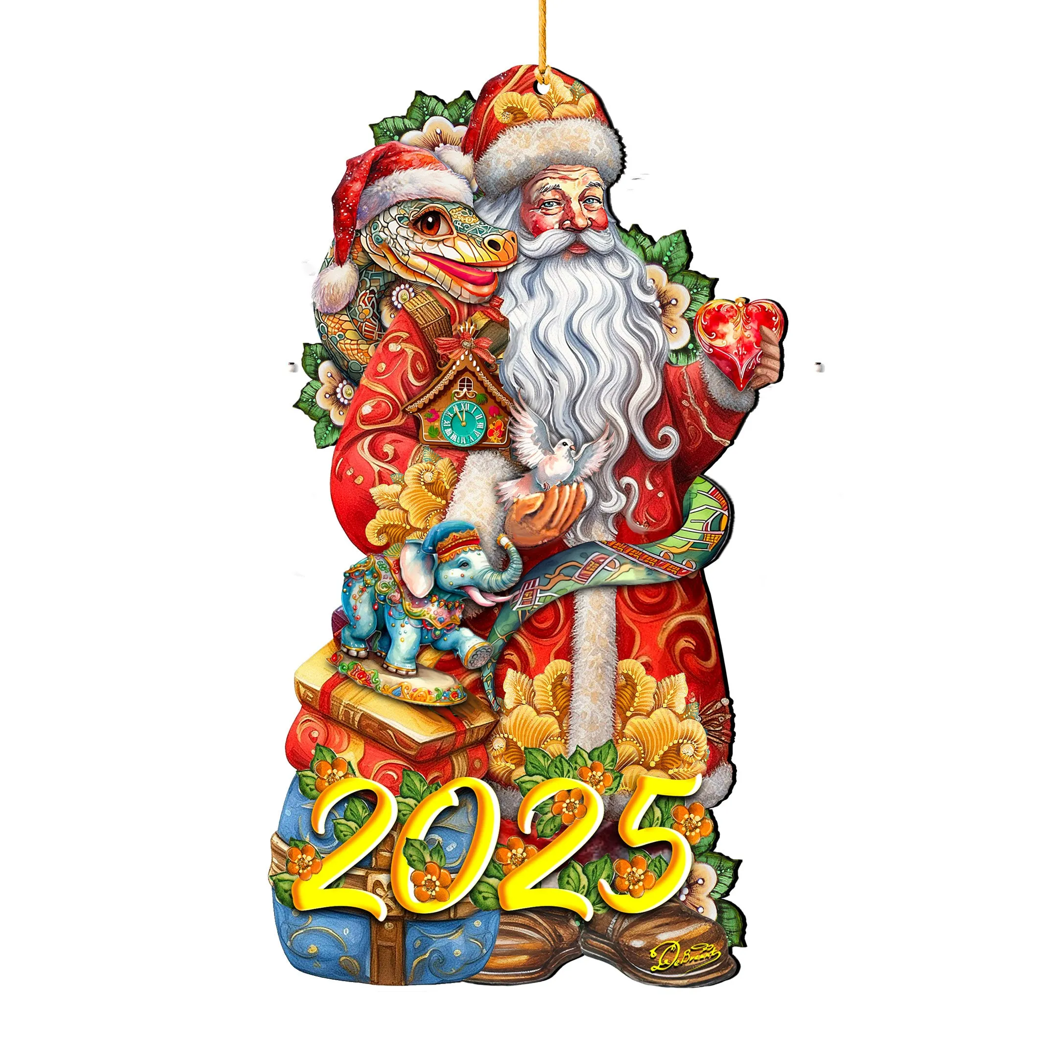 2025 Special Santa with Snake Wooden Ornaments by G Debrekht - Christmas Santa Snowman Dcor - 8652754-25
