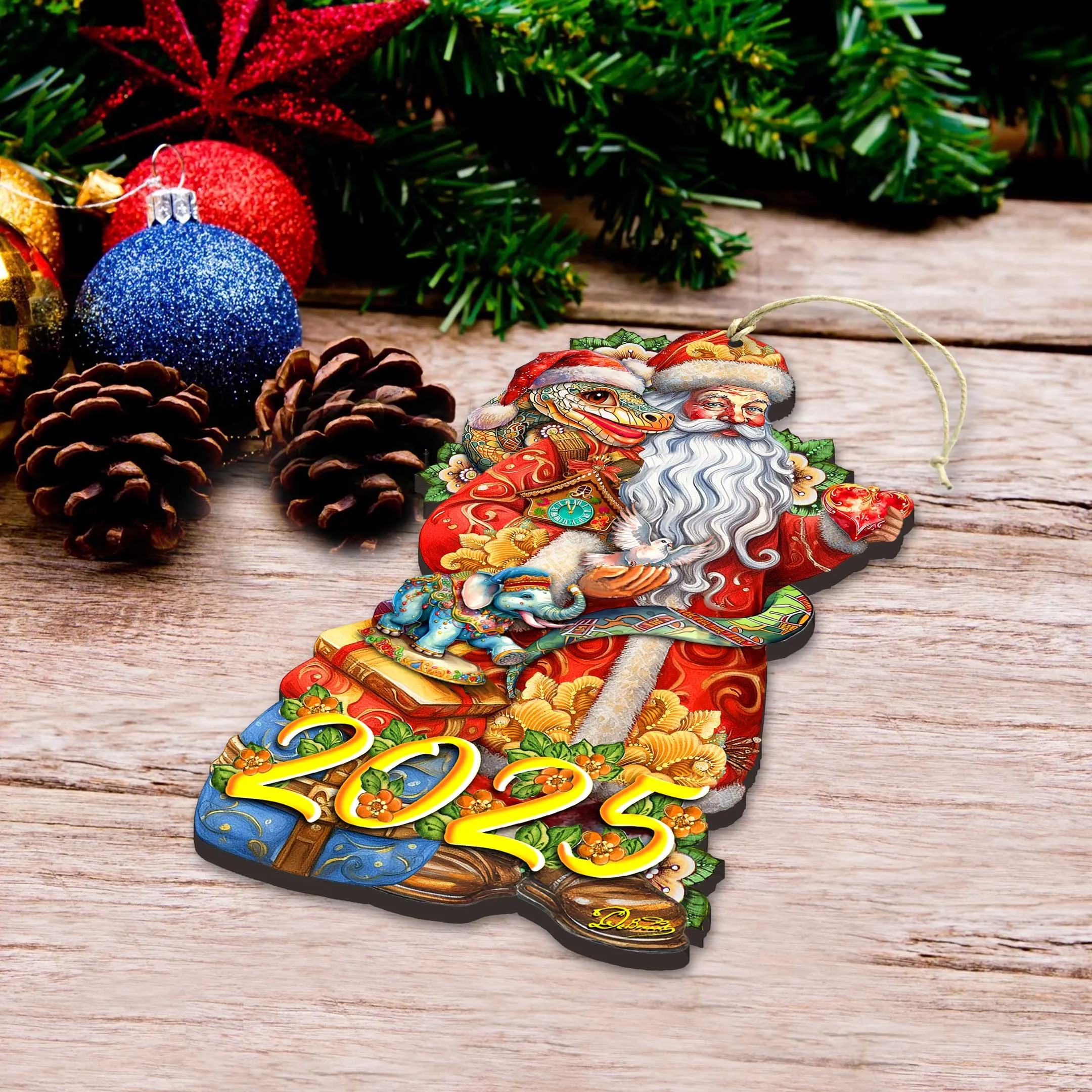 2025 Special Santa with Snake Wooden Ornaments by G Debrekht - Christmas Santa Snowman Dcor - 8652754-25