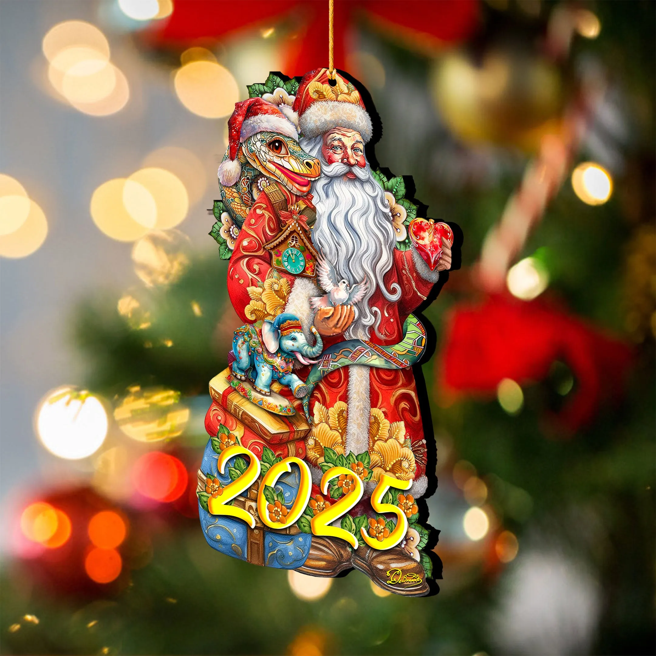2025 Special Santa with Snake Wooden Ornaments by G Debrekht - Christmas Santa Snowman Dcor - 8652754-25