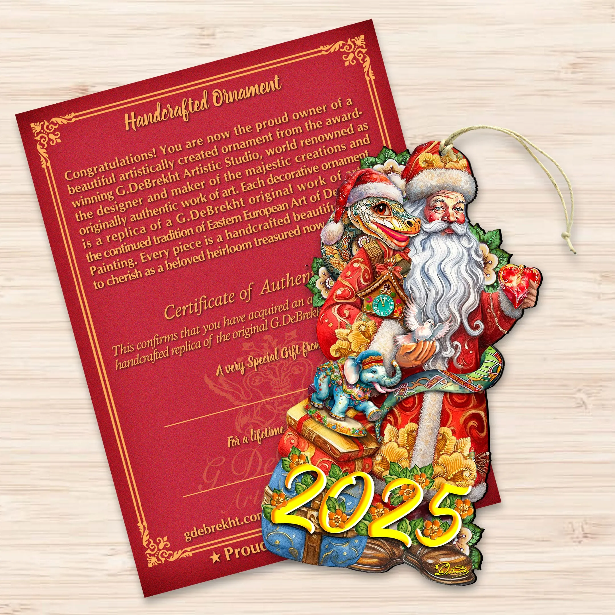 2025 Special Santa with Snake Wooden Ornaments by G Debrekht - Christmas Santa Snowman Dcor - 8652754-25