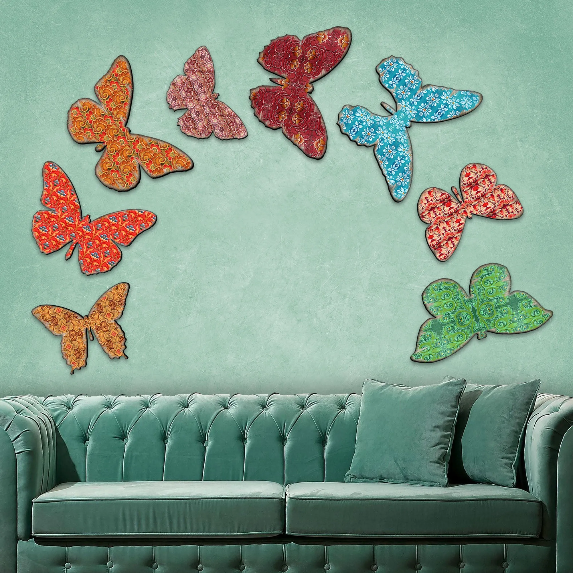 8-Piece Wooden Wall Dcor Butterflies by G DeBrekht - Designocracy - G98719S8