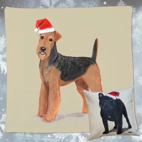 Airedale Terrier Santa Pillow Cover Airedale Terrier Santa Pillow Cover
