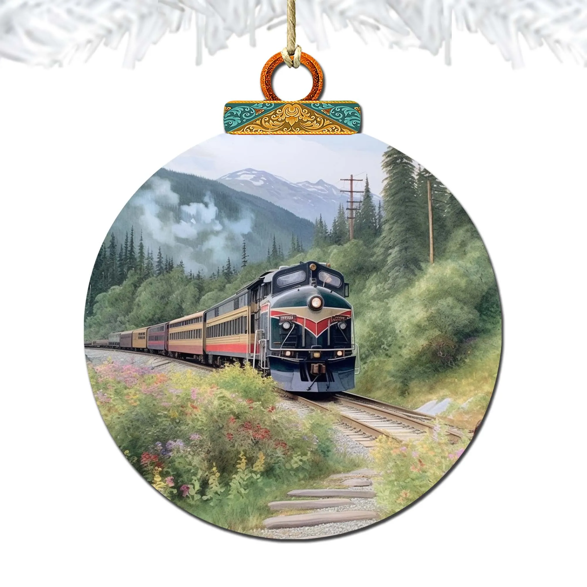 Alaska Mountain Express Wooden Ornaments by G.Debrekht - Wildlife Holiday Décor - 870041