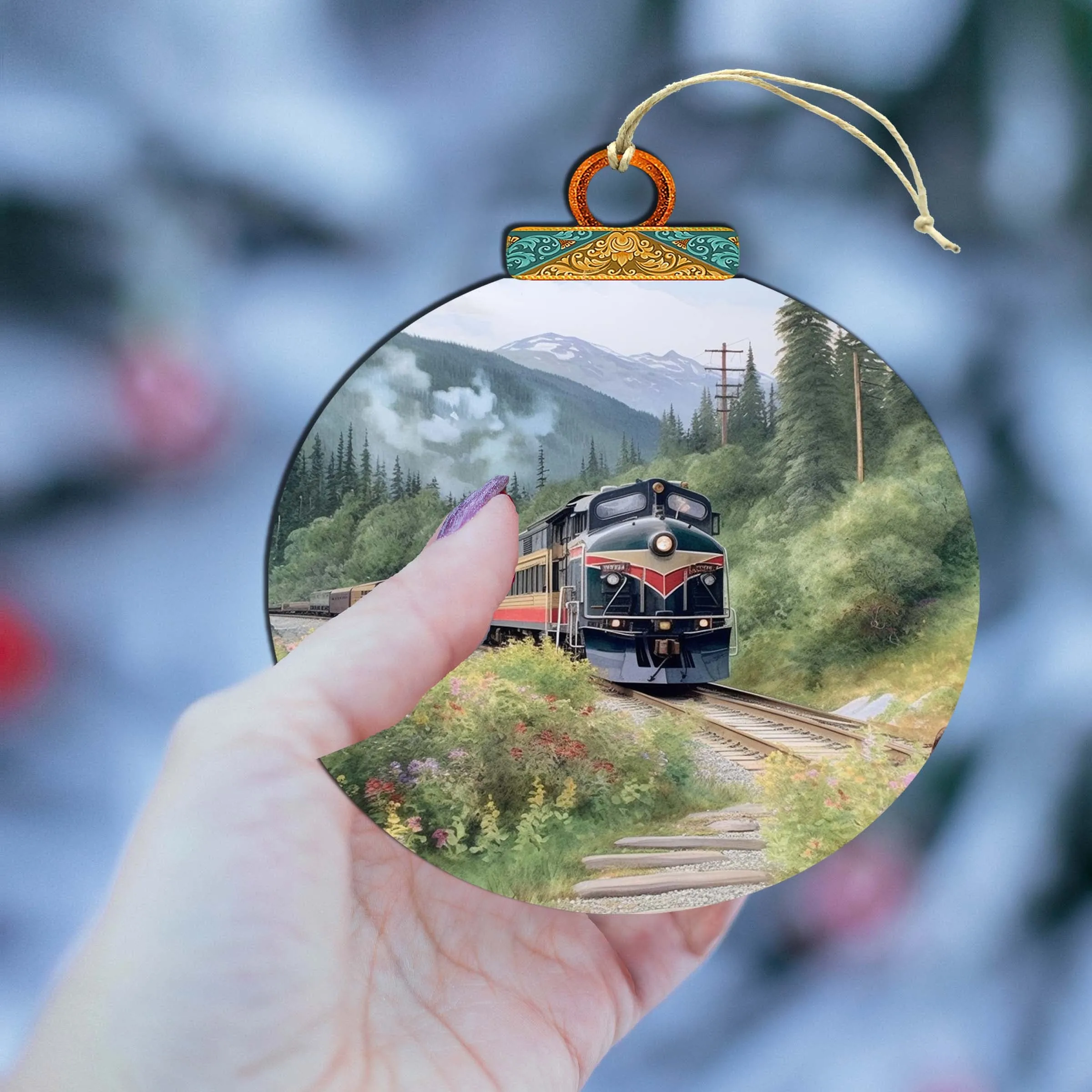 Alaska Mountain Express Wooden Ornaments by G.Debrekht - Wildlife Holiday Décor - 870041