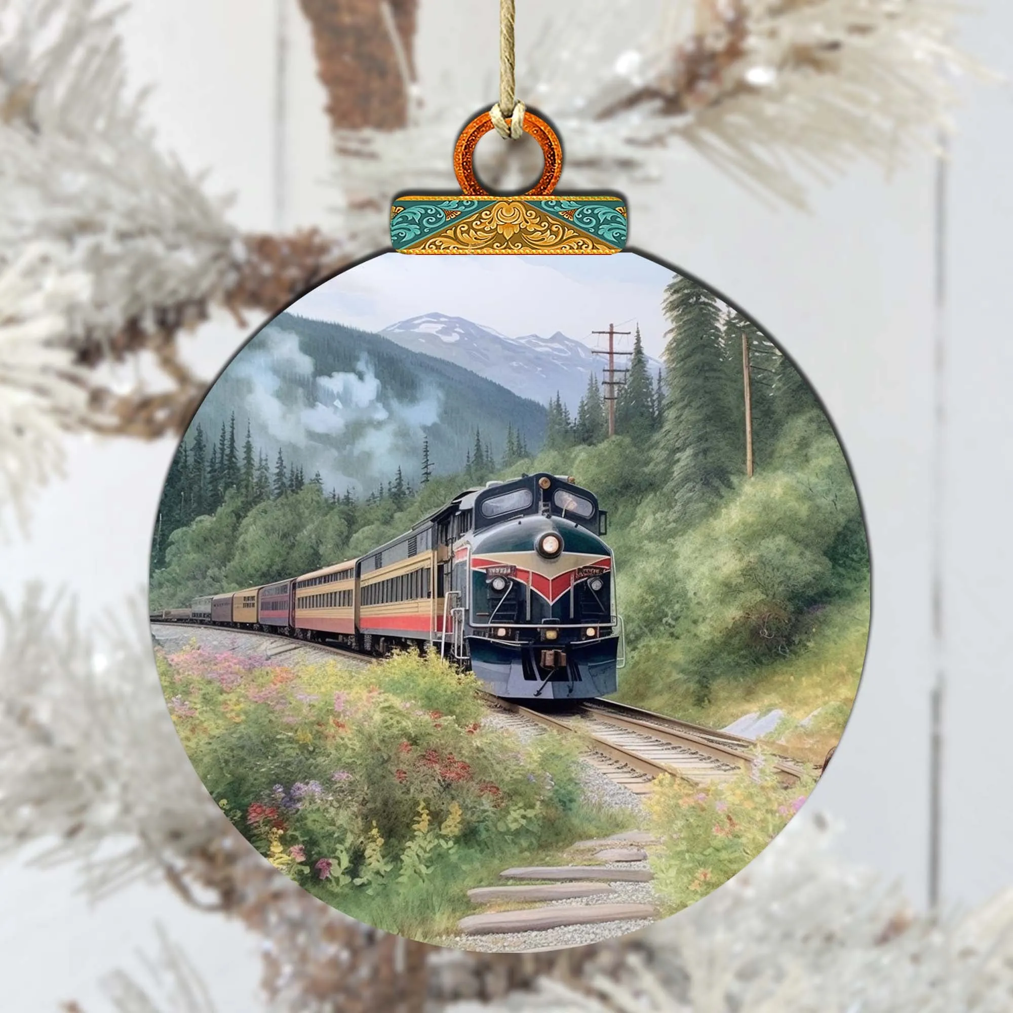 Alaska Mountain Express Wooden Ornaments by G.Debrekht - Wildlife Holiday Décor - 870041