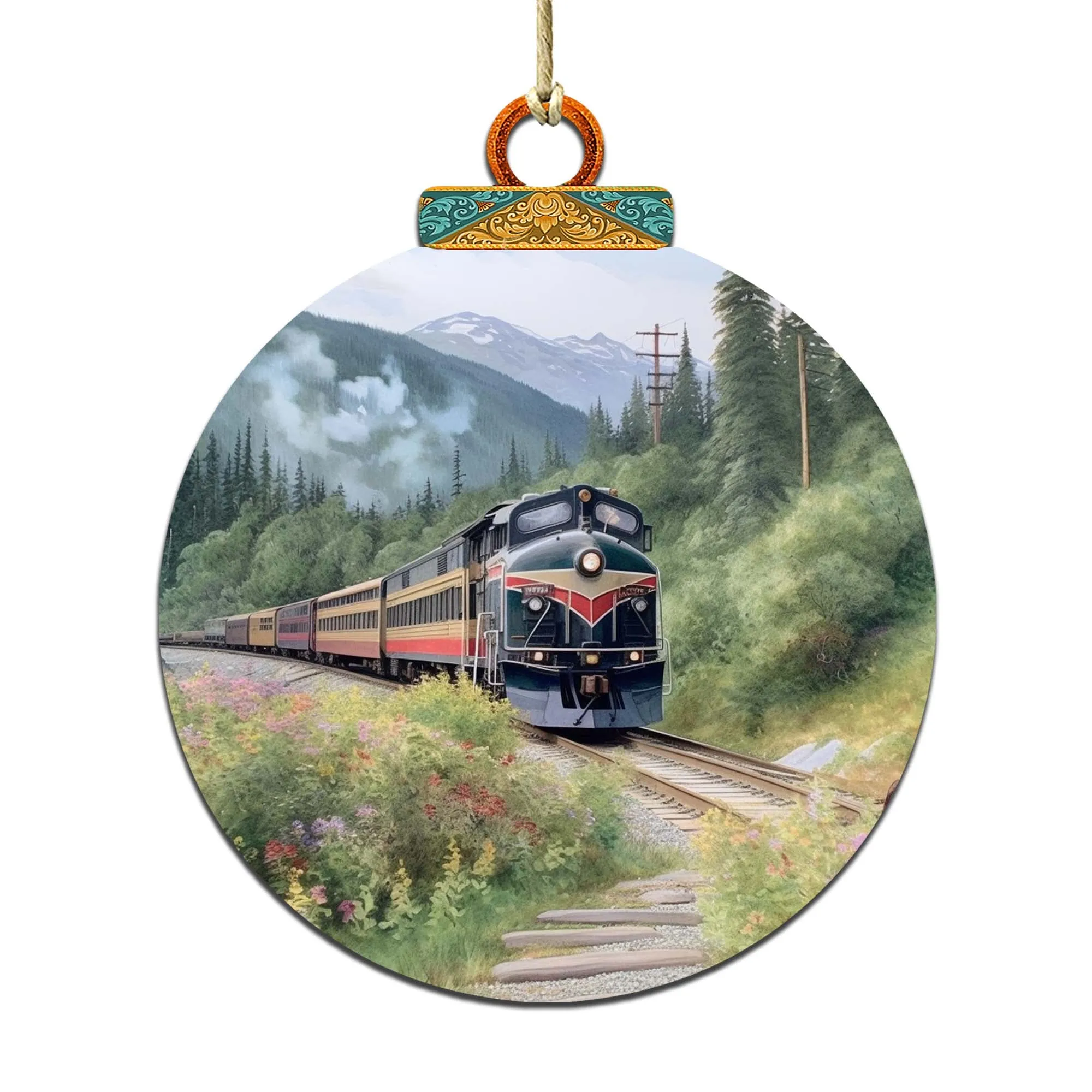 Alaska Mountain Express Wooden Ornaments by G.Debrekht - Wildlife Holiday Décor - 870041