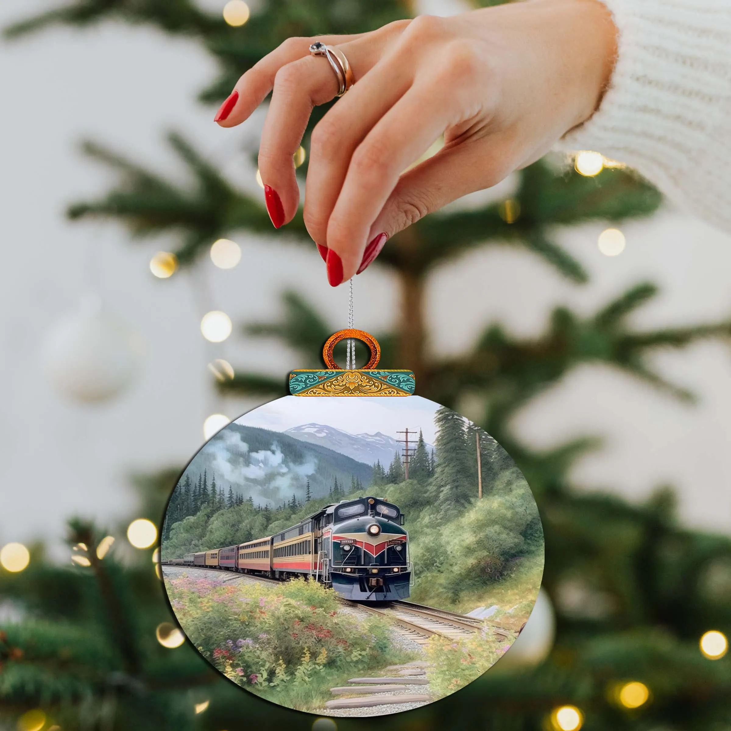 Alaska Mountain Express Wooden Ornaments by G.Debrekht - Wildlife Holiday Décor - 870041