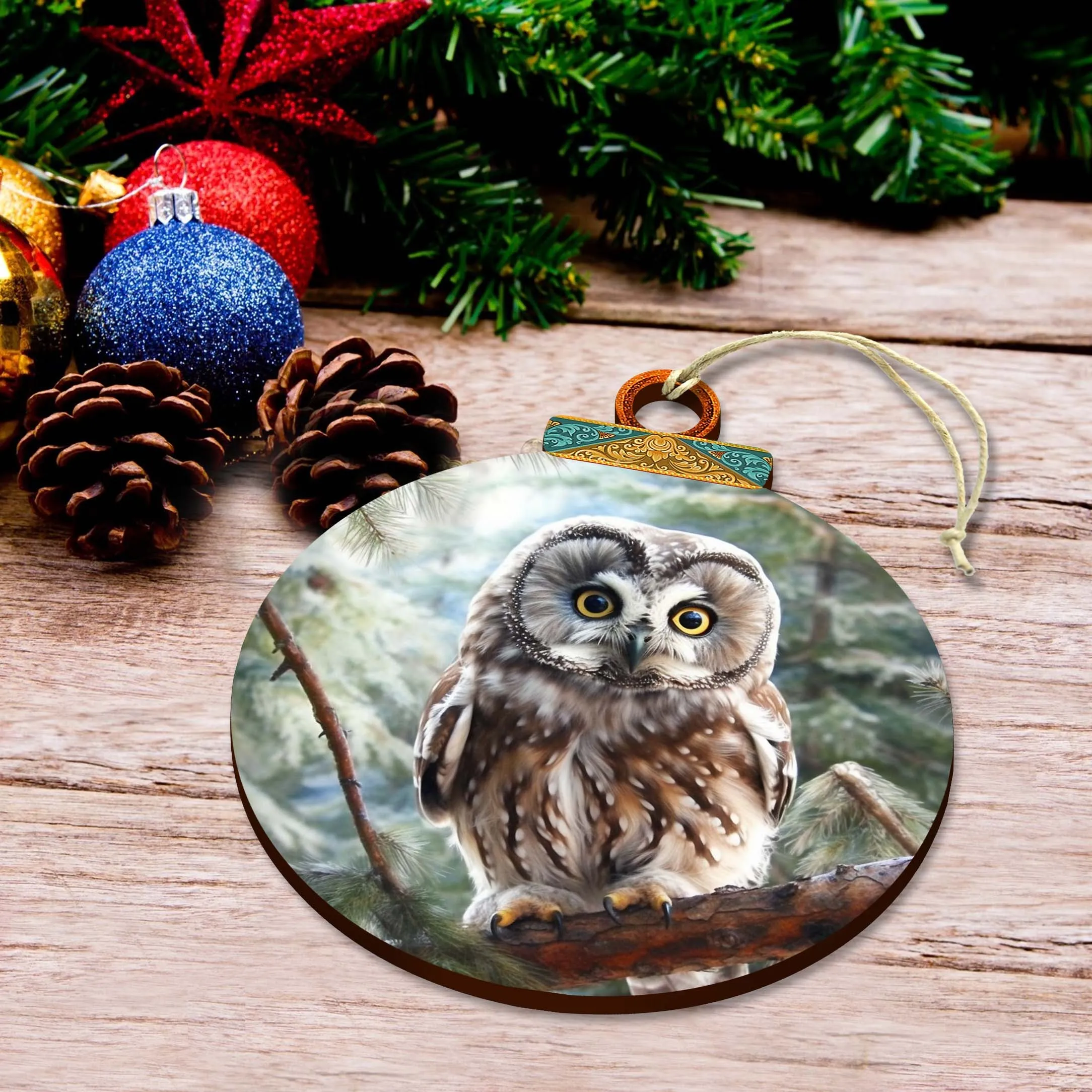 Alaskan Arctic Owl Wooden Ornaments by G.Debrekht - Wildlife Holiday Décor - 870050