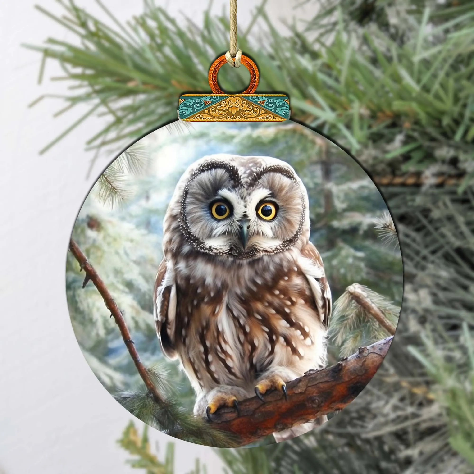 Alaskan Arctic Owl Wooden Ornaments by G.Debrekht - Wildlife Holiday Décor - 870050