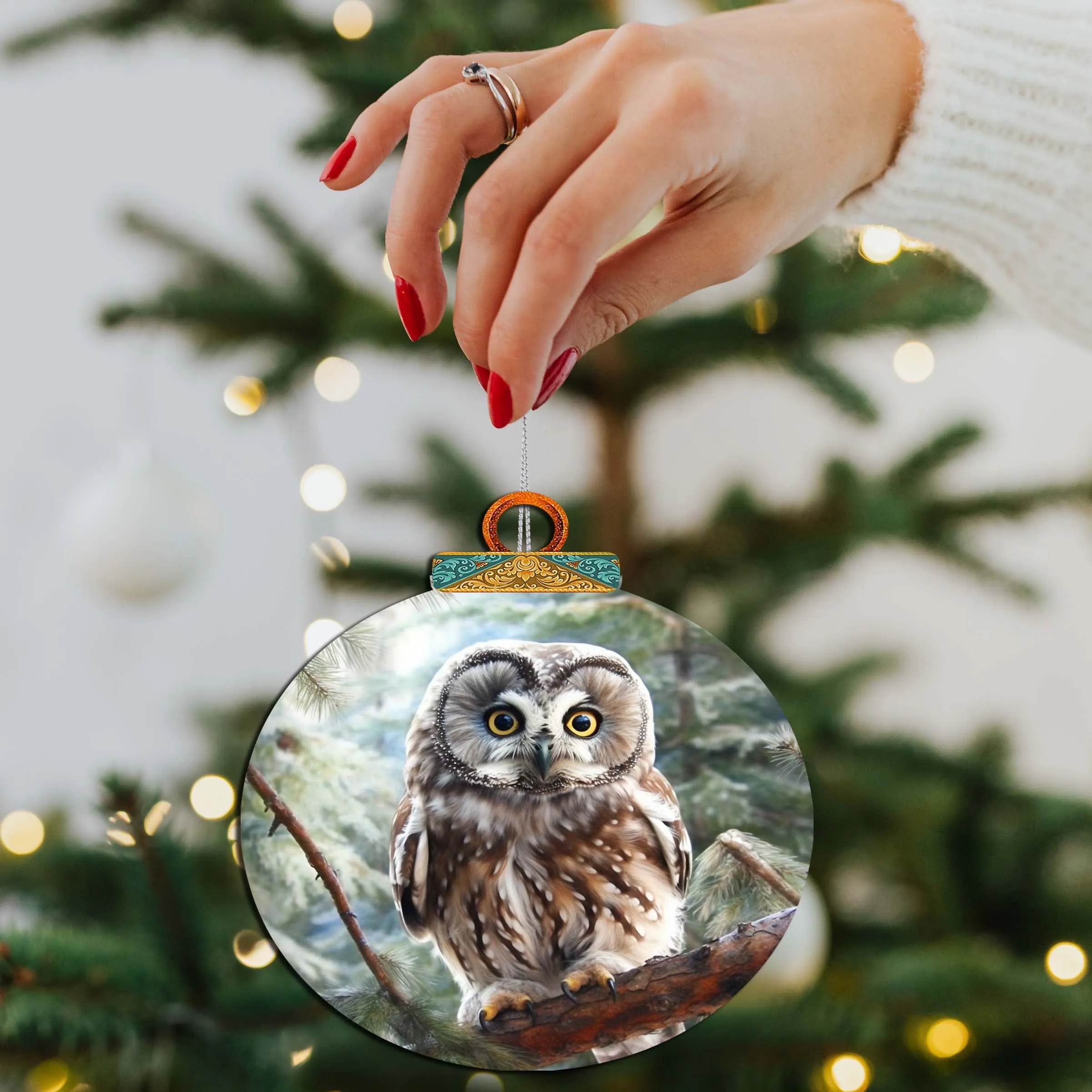 Alaskan Arctic Owl Wooden Ornaments by G.Debrekht - Wildlife Holiday Décor - 870050