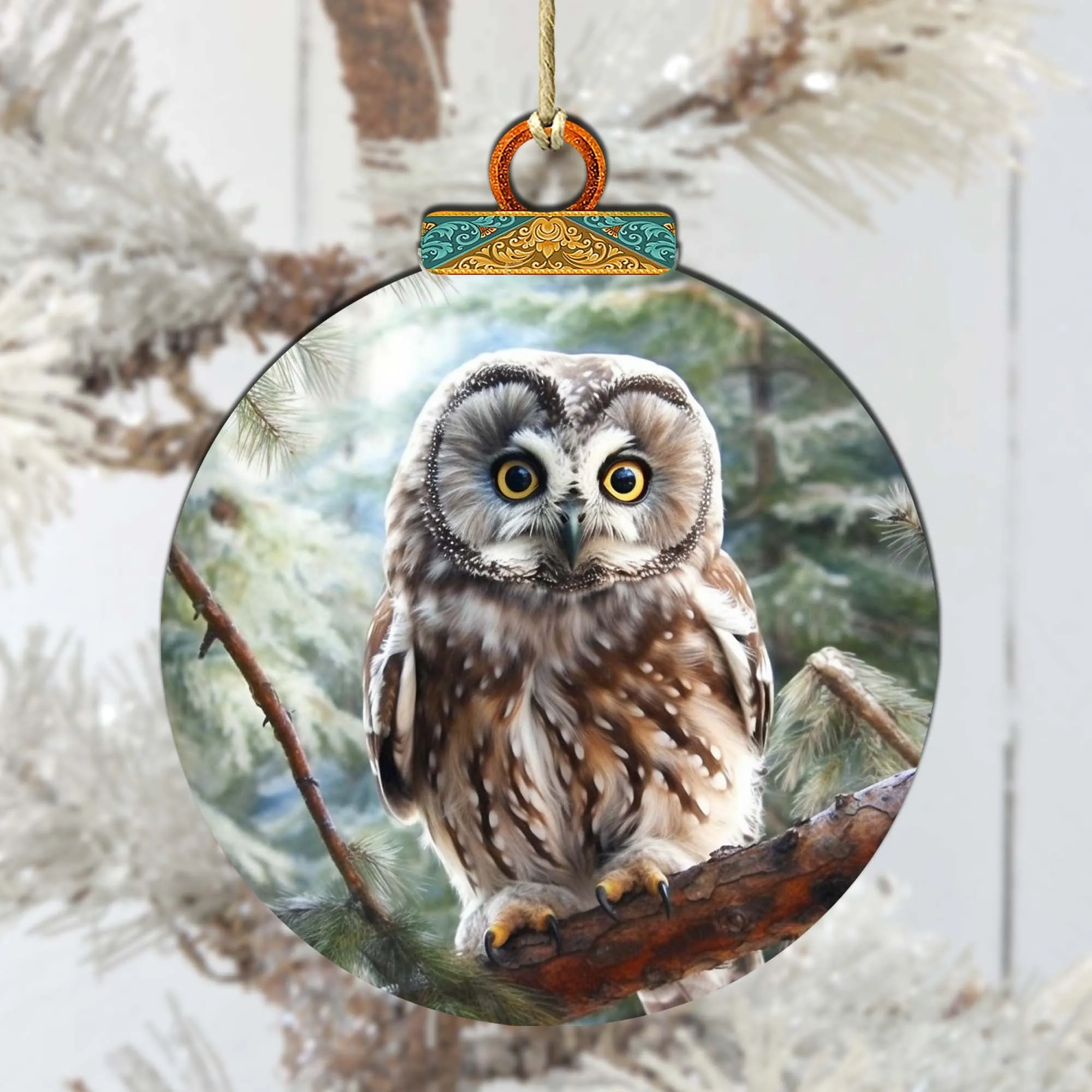 Alaskan Arctic Owl Wooden Ornaments by G.Debrekht - Wildlife Holiday Décor - 870050