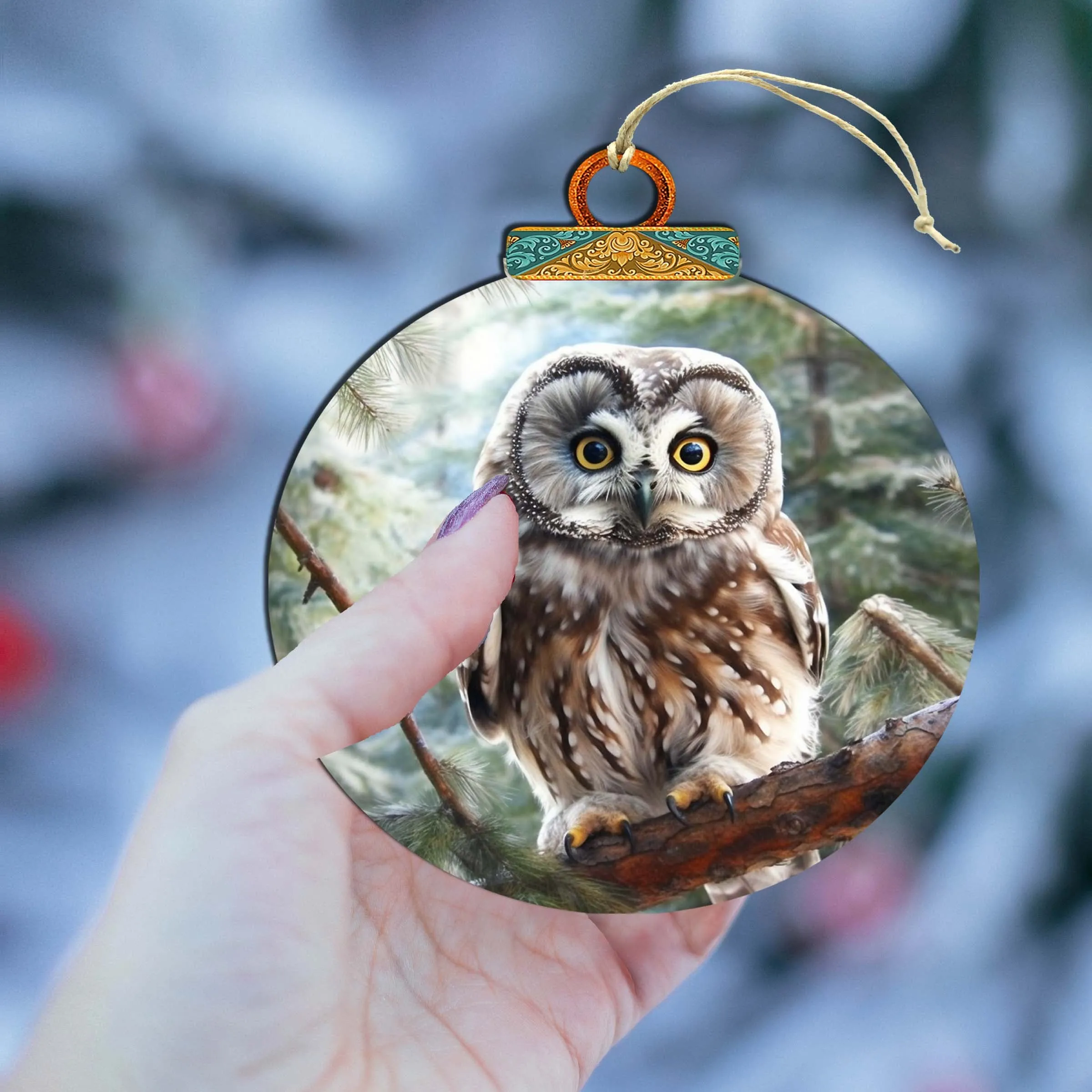 Alaskan Arctic Owl Wooden Ornaments by G.Debrekht - Wildlife Holiday Décor - 870050