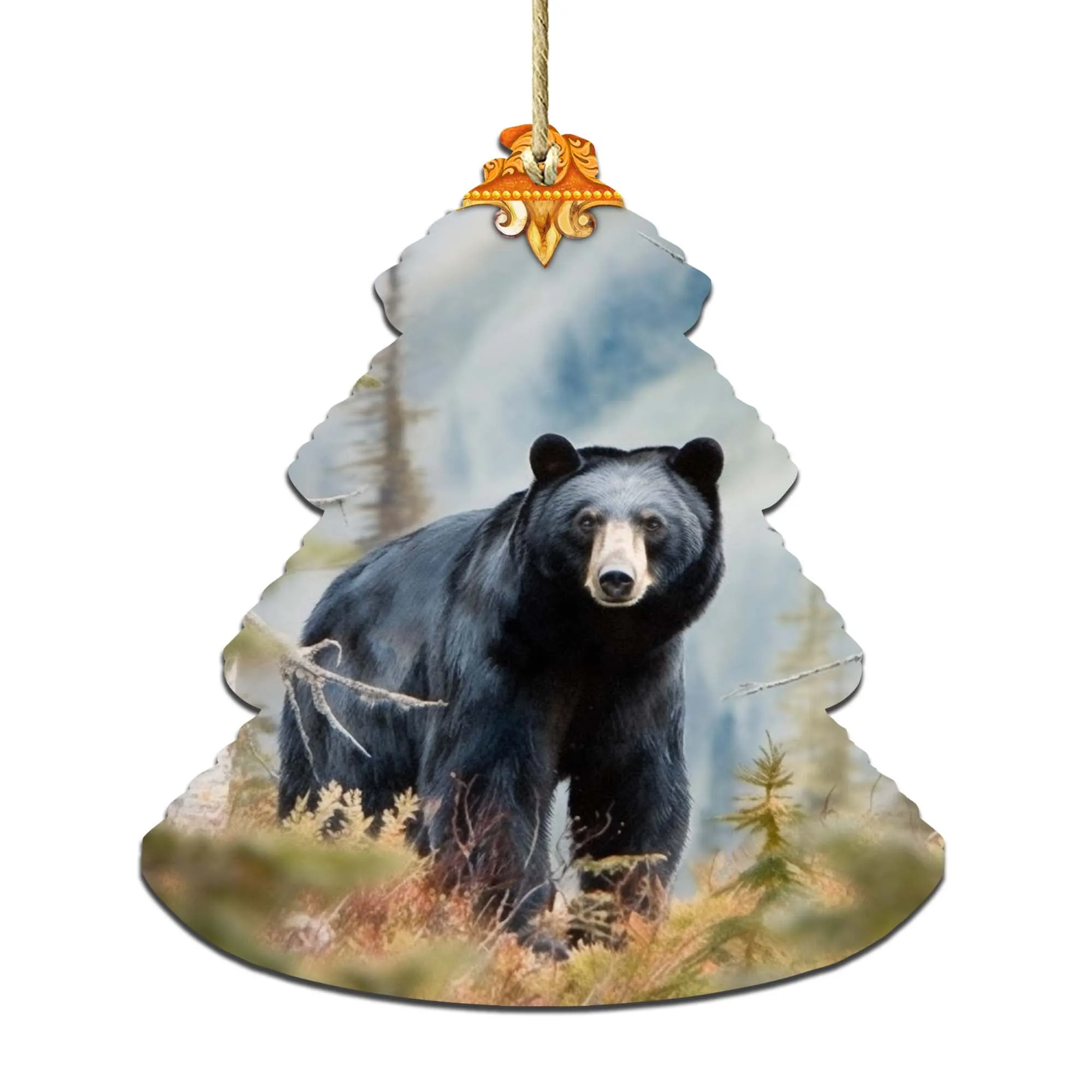 Alaskan Black Bear Tree Wooden Ornaments by G.Debrekht - Wildlife Holiday Décor - 870008