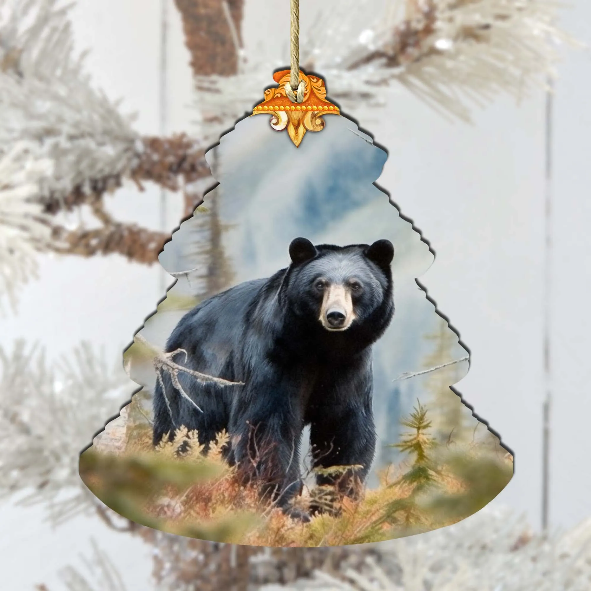 Alaskan Black Bear Tree Wooden Ornaments by G.Debrekht - Wildlife Holiday Décor - 870008
