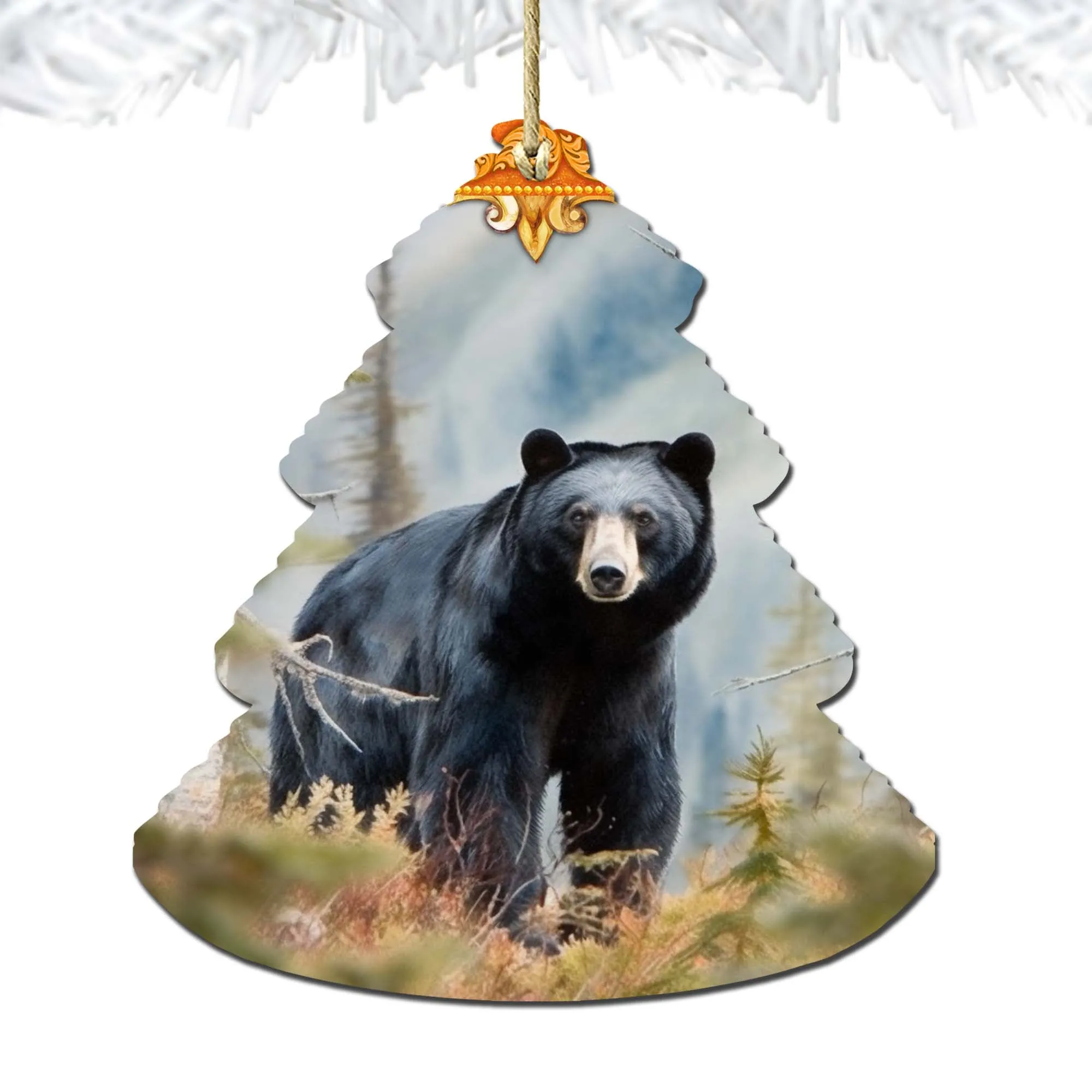 Alaskan Black Bear Tree Wooden Ornaments by G.Debrekht - Wildlife Holiday Décor - 870008