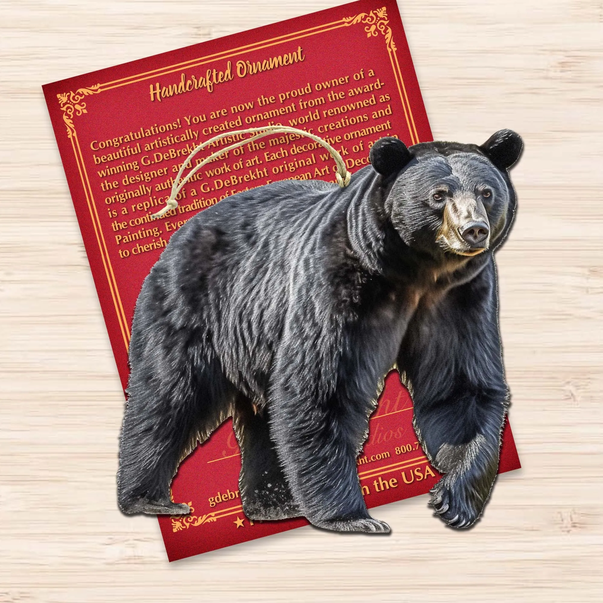 Alaskan Black Bear Wooden Ornaments by G.Debrekht - Wildlife Holiday Décor - 8710105-1