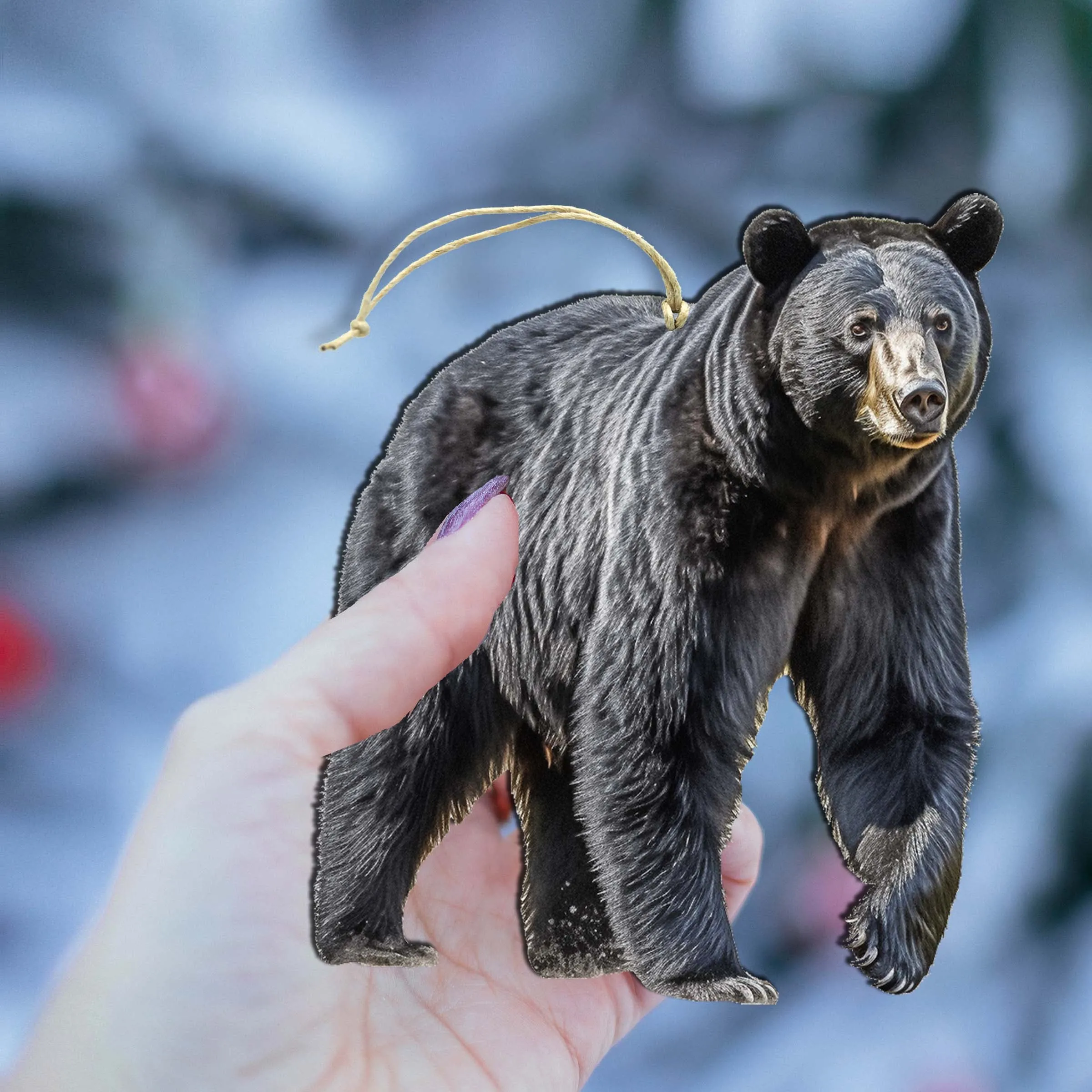 Alaskan Black Bear Wooden Ornaments by G.Debrekht - Wildlife Holiday Décor - 8710105-1