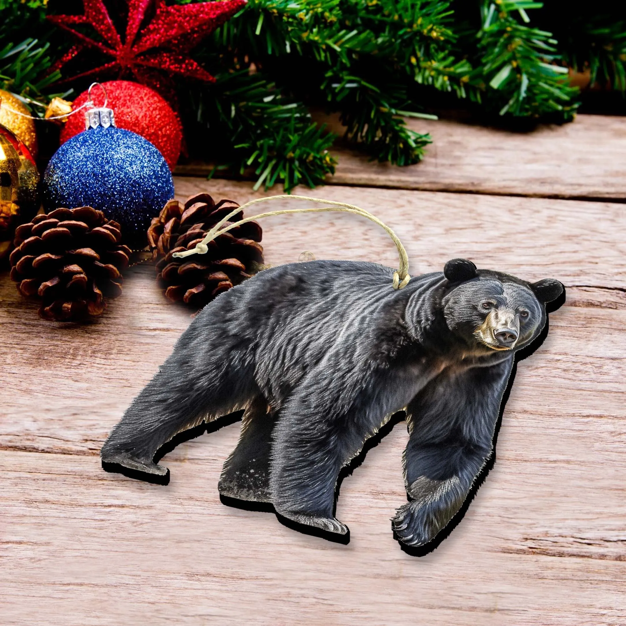 Alaskan Black Bear Wooden Ornaments by G.Debrekht - Wildlife Holiday Décor - 8710105-1