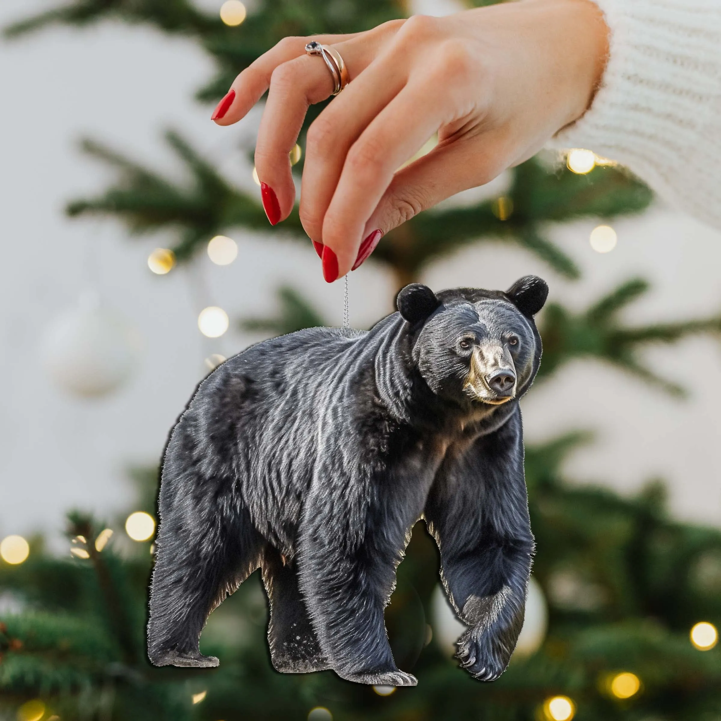Alaskan Black Bear Wooden Ornaments by G.Debrekht - Wildlife Holiday Décor - 8710105-1