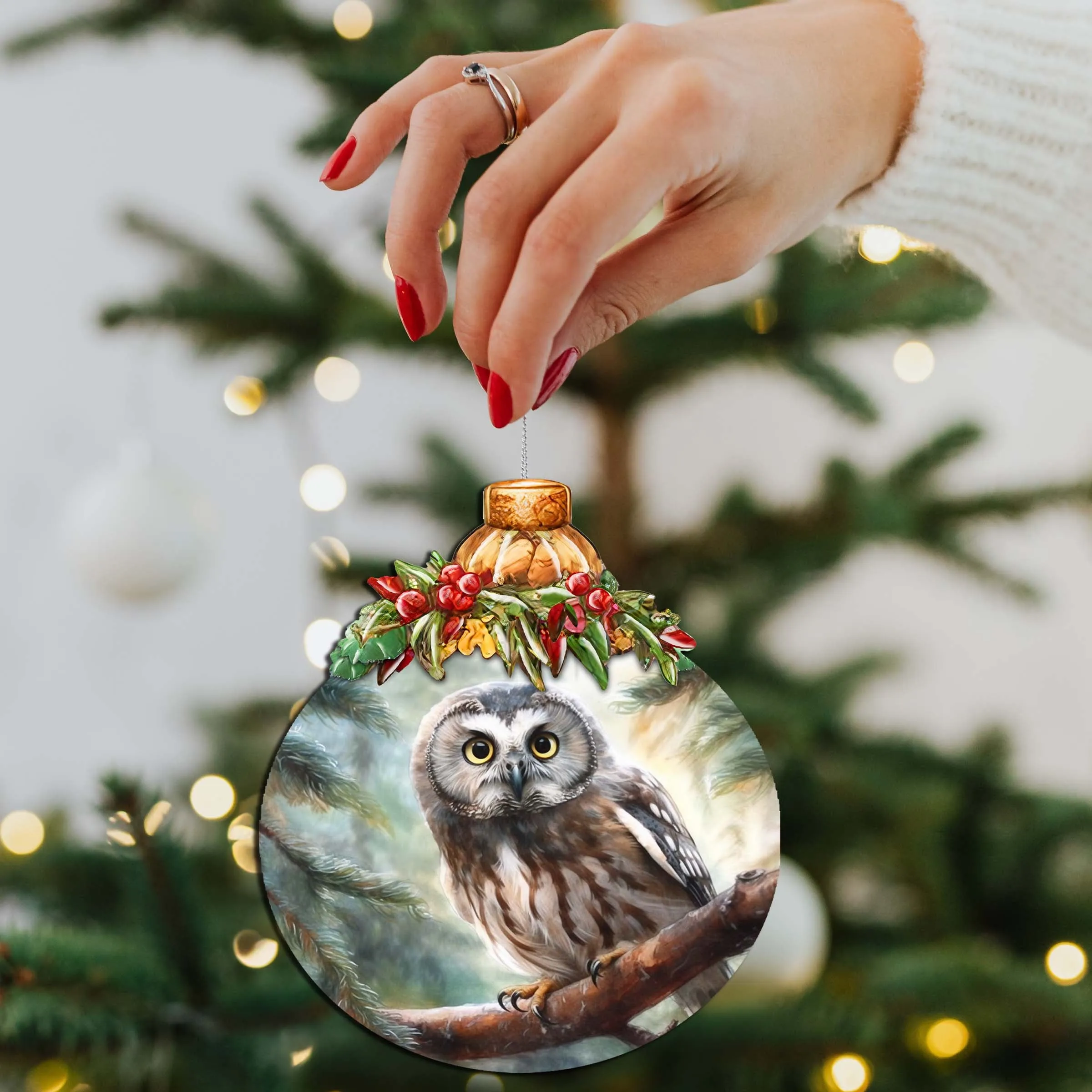 Alaskan Boreal Owl Wooden Ornaments by G.Debrekht - Wildlife Holiday Décor - 870022