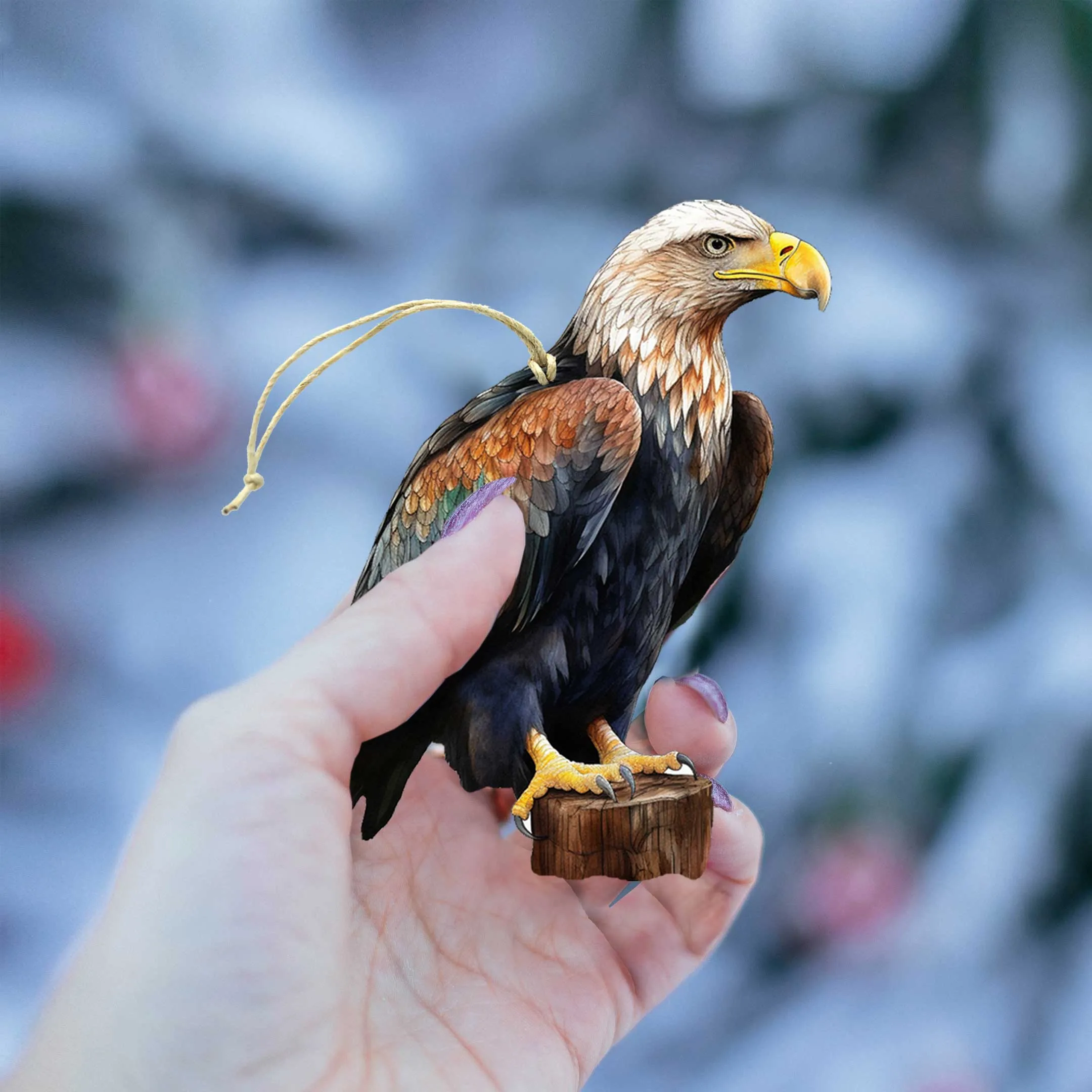 Alaskan Eagles Wooden Ornaments Set of 3 by G. Debrekht - Wildlife Holiday Décor - 8091321S4