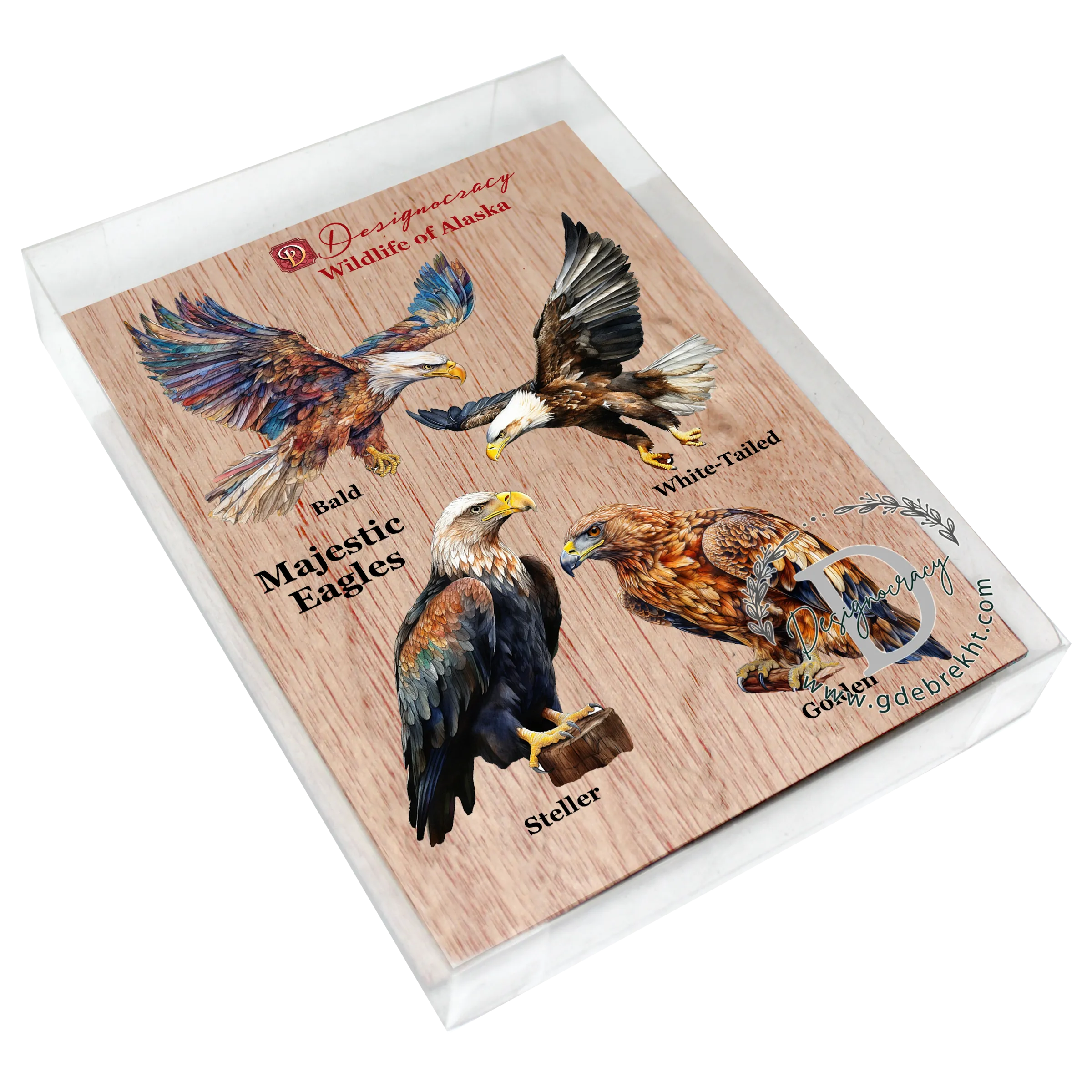 Alaskan Eagles Wooden Ornaments Set of 3 by G. Debrekht - Wildlife Holiday Décor - 8091321S4