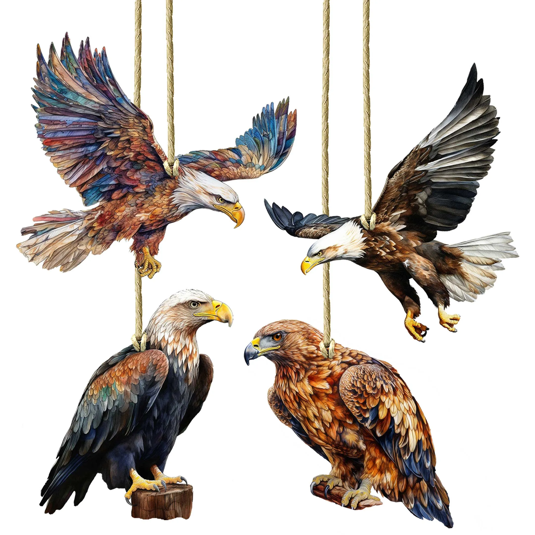 Alaskan Eagles Wooden Ornaments Set of 3 by G. Debrekht - Wildlife Holiday Décor - 8091321S4