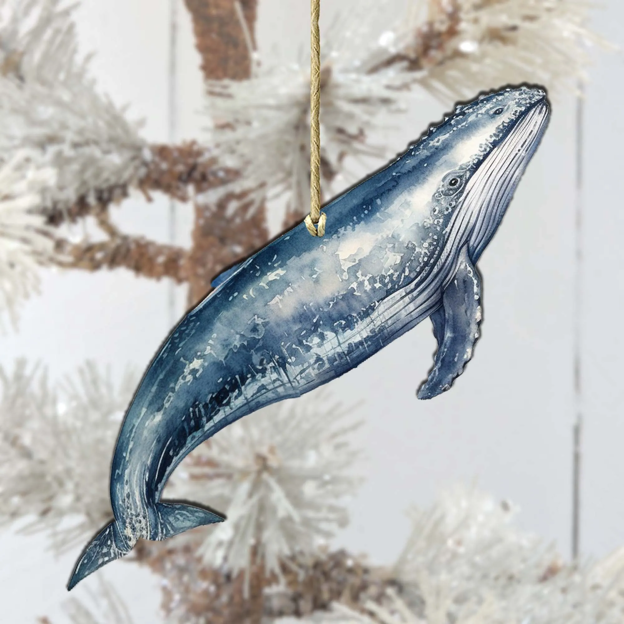 Alaskan Humpback Whale Wooden Ornaments by G.Debrekht - Wildlife Holiday Décor - 8710103-2