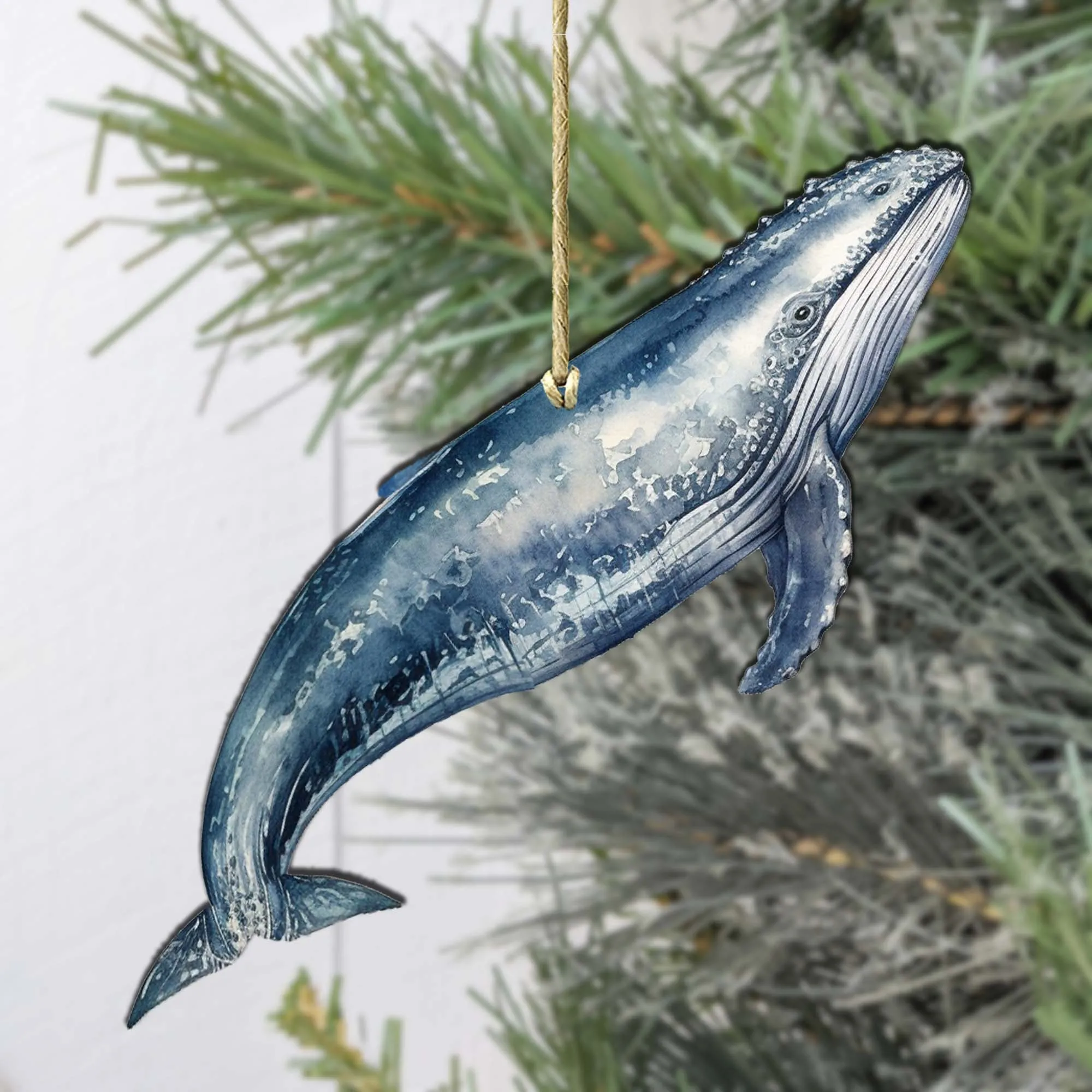 Alaskan Humpback Whale Wooden Ornaments by G.Debrekht - Wildlife Holiday Décor - 8710103-2