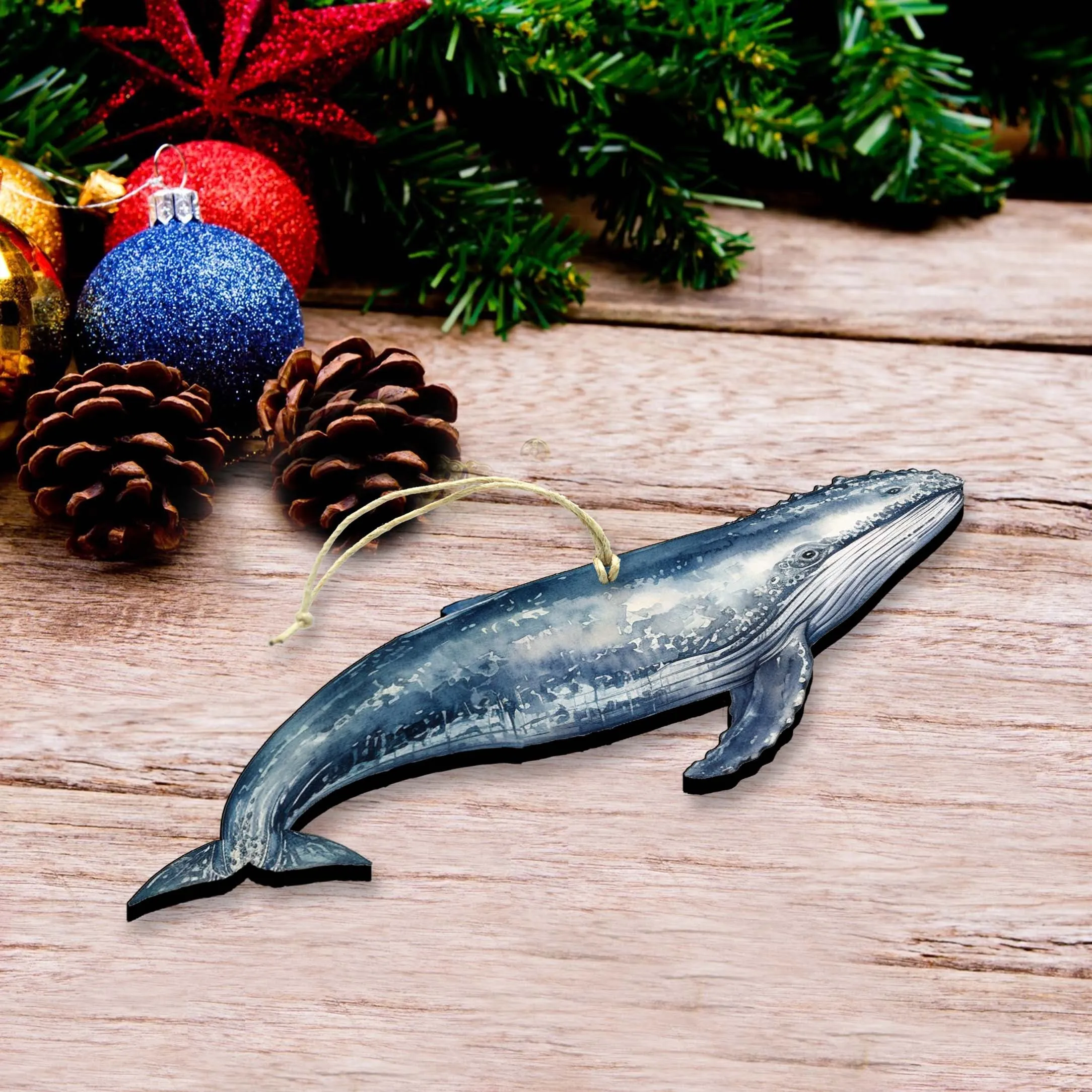 Alaskan Humpback Whale Wooden Ornaments by G.Debrekht - Wildlife Holiday Décor - 8710103-2