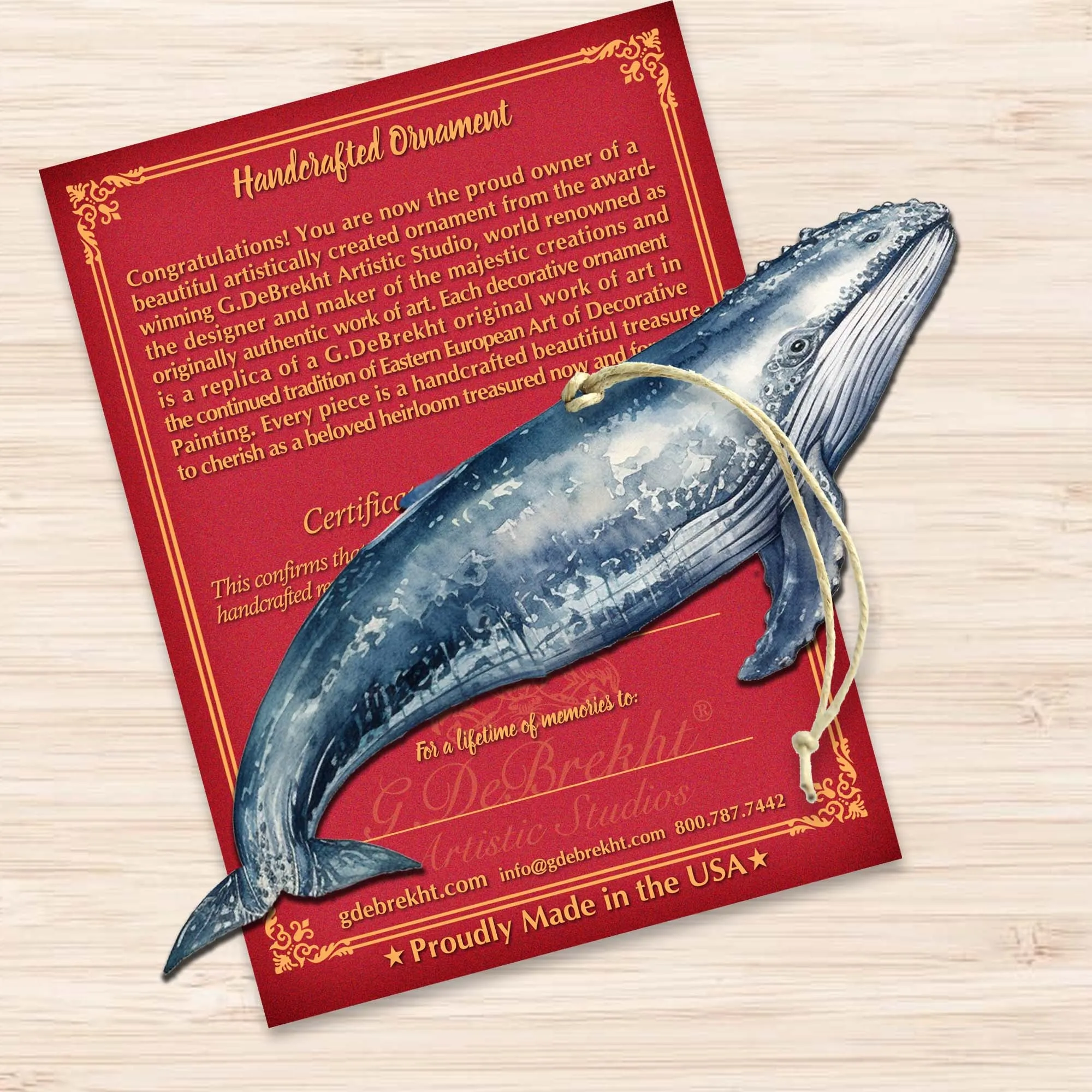 Alaskan Humpback Whale Wooden Ornaments by G.Debrekht - Wildlife Holiday Décor - 8710103-2
