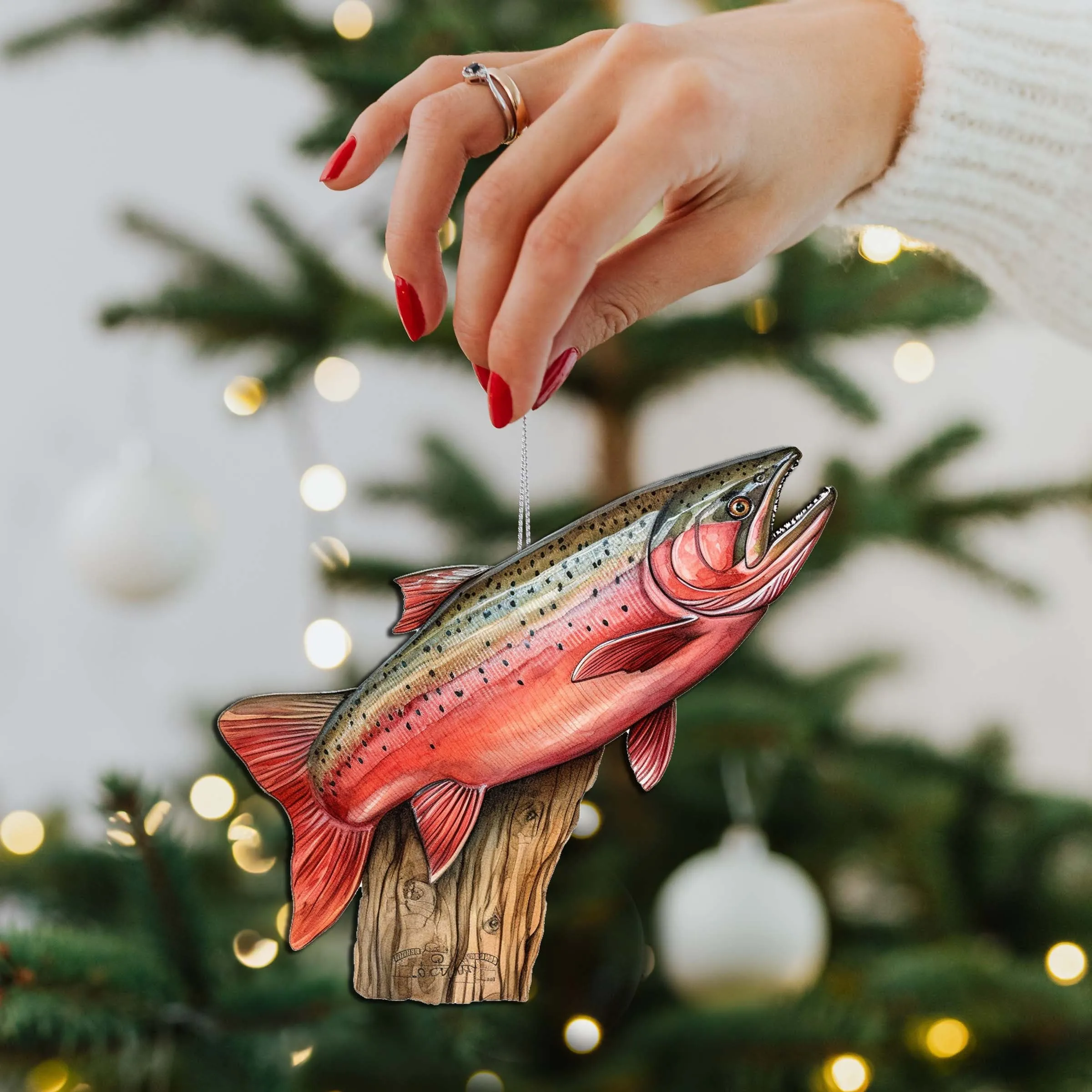 Alaskan Red Sockeye Wooden Ornaments by G.Debrekht - Wildlife Holiday Décor - 8710109-1