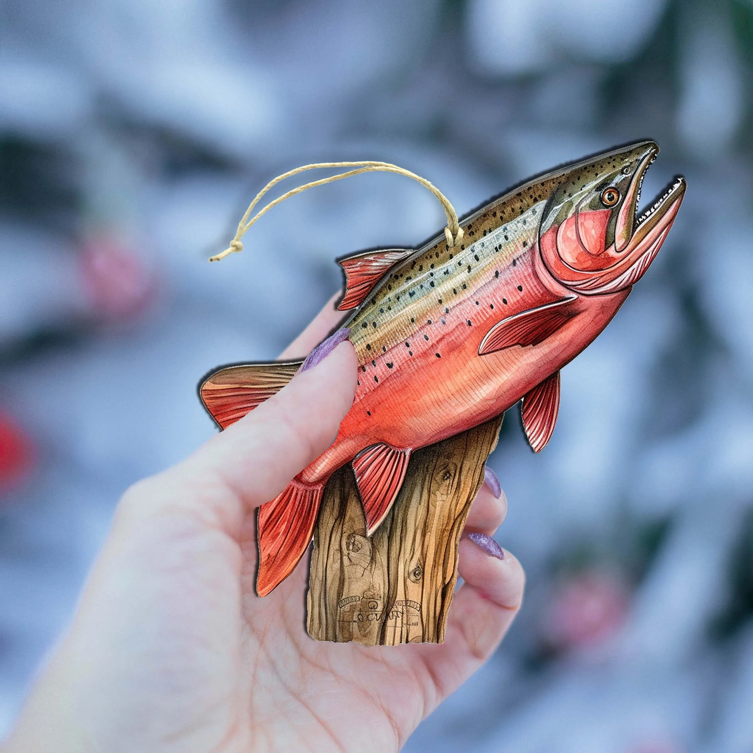 Alaskan Red Sockeye Wooden Ornaments by G.Debrekht - Wildlife Holiday Décor - 8710109-1