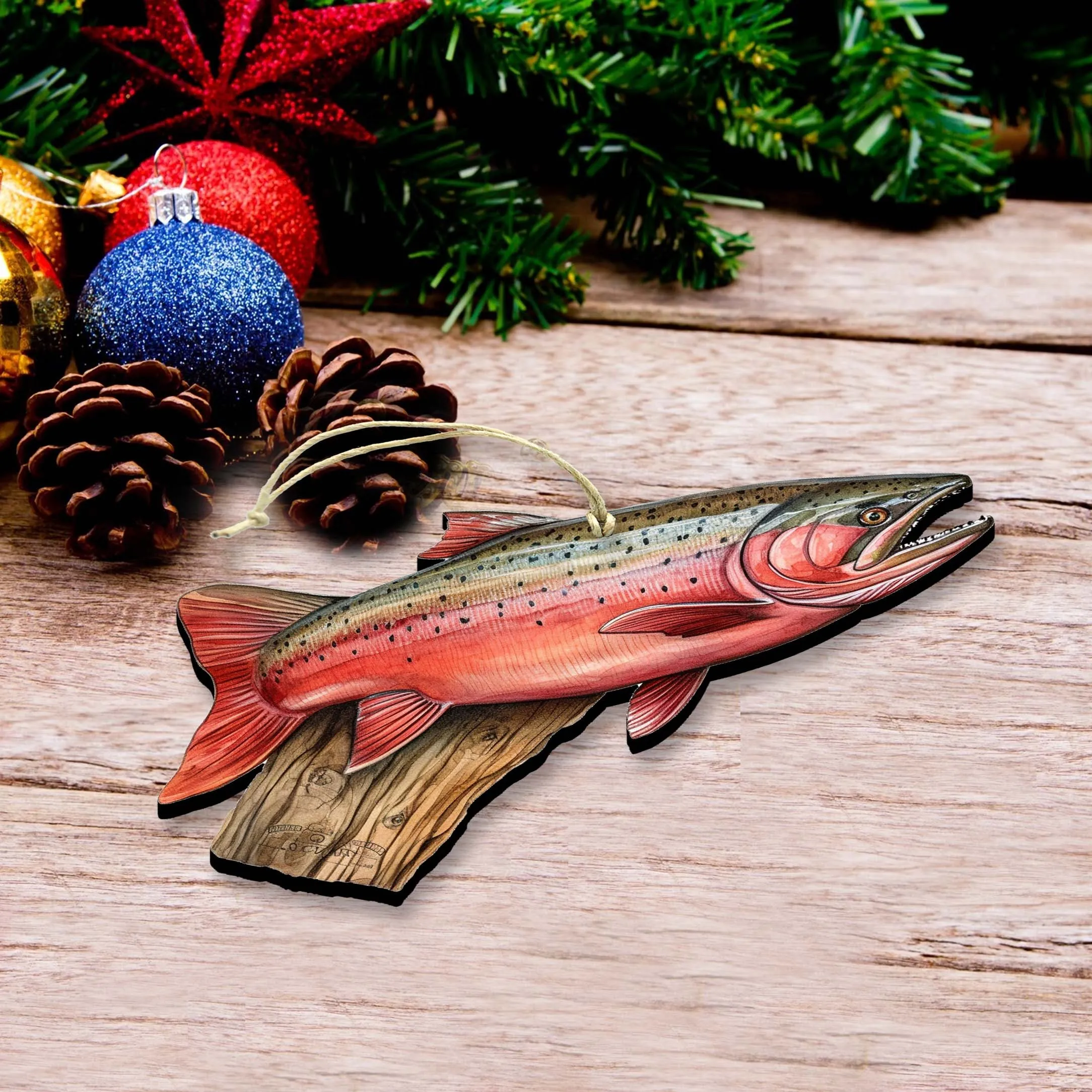 Alaskan Red Sockeye Wooden Ornaments by G.Debrekht - Wildlife Holiday Décor - 8710109-1