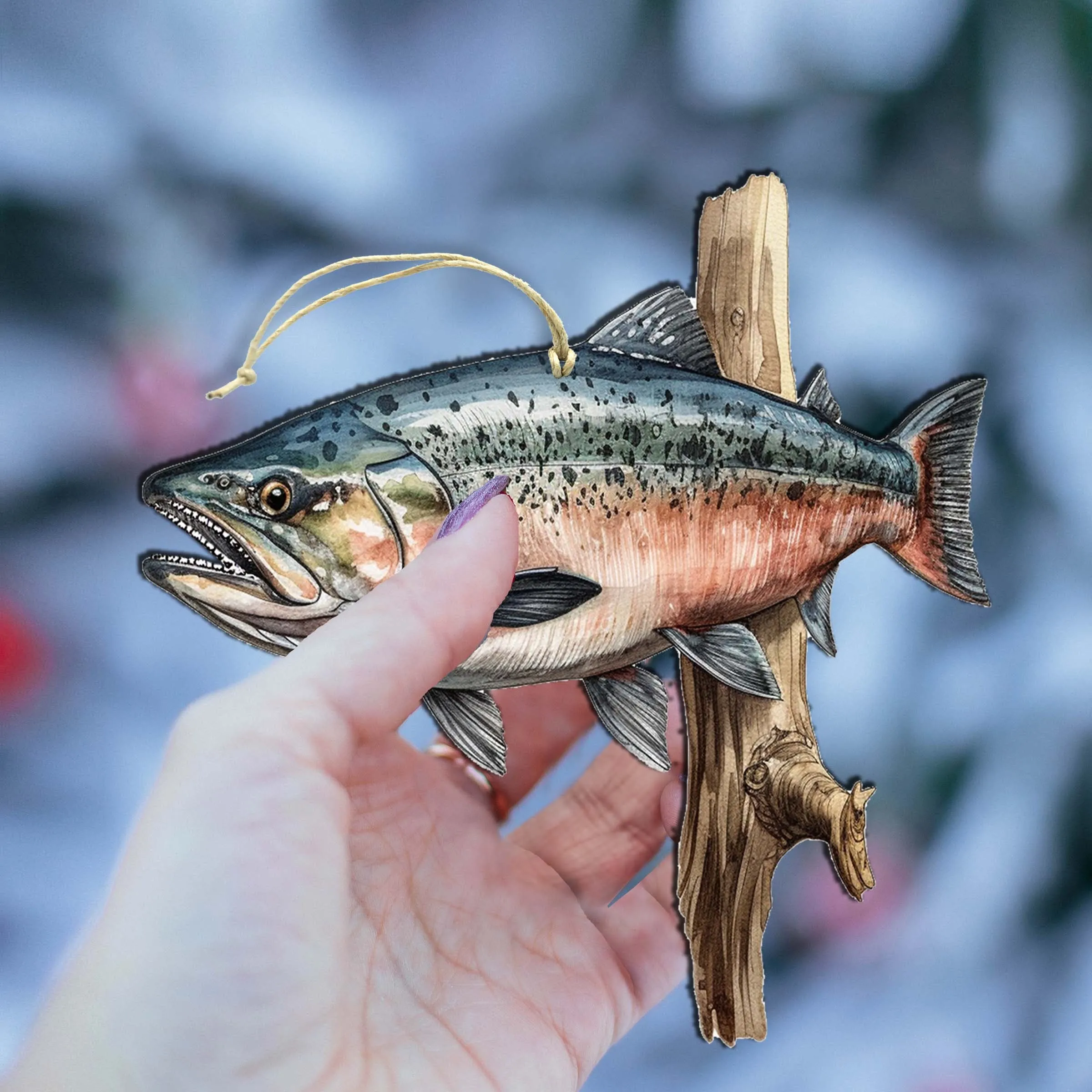 Alaskan Sockeye Wooden Ornaments by G.Debrekht - Wildlife Holiday Décor - 8710109-3