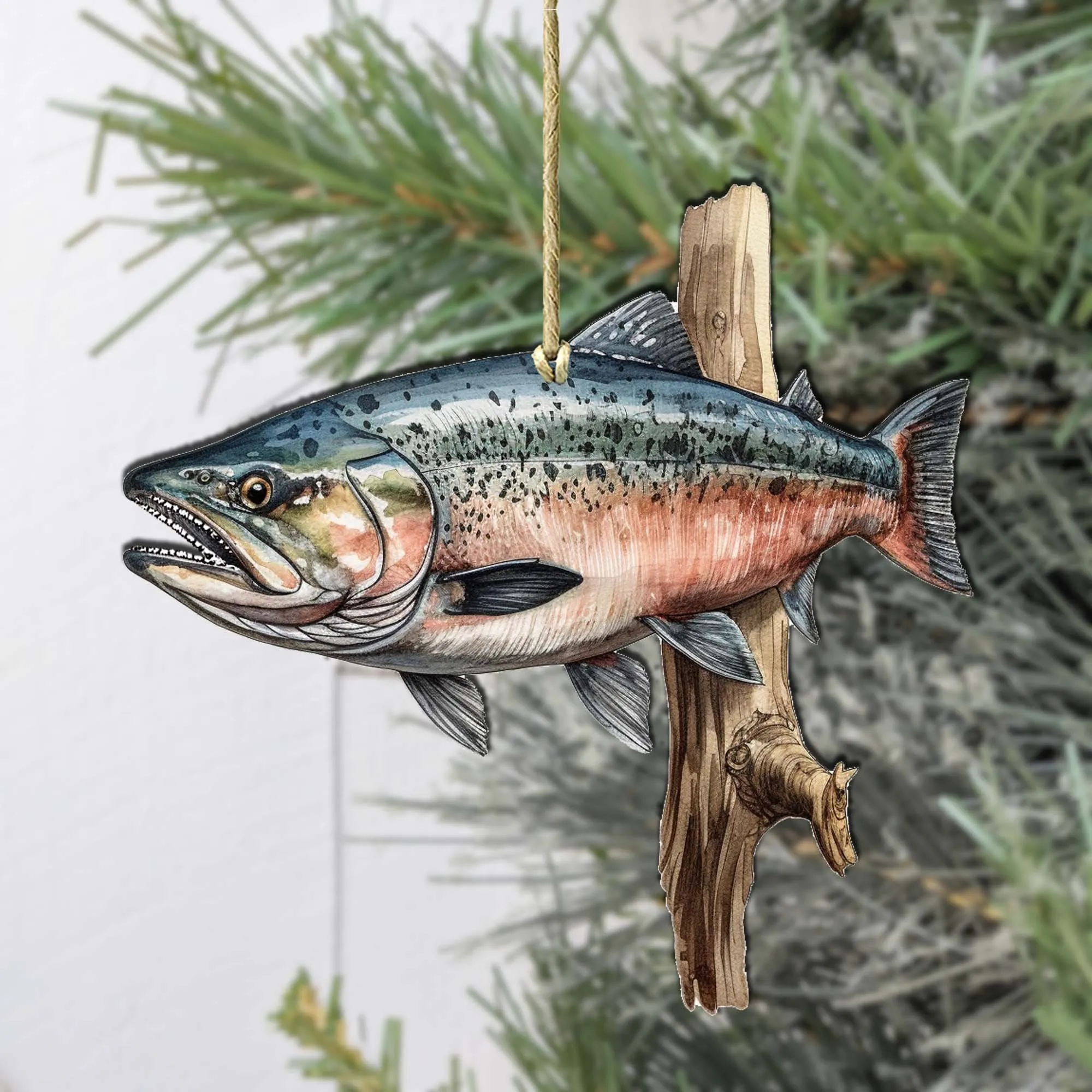 Alaskan Sockeye Wooden Ornaments by G.Debrekht - Wildlife Holiday Décor - 8710109-3