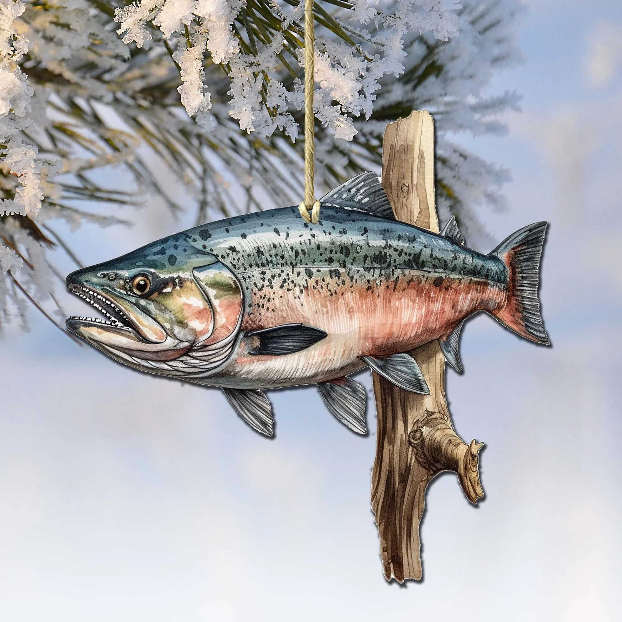 Alaskan Sockeye Wooden Ornaments by G.Debrekht - Wildlife Holiday Décor - 8710109-3
