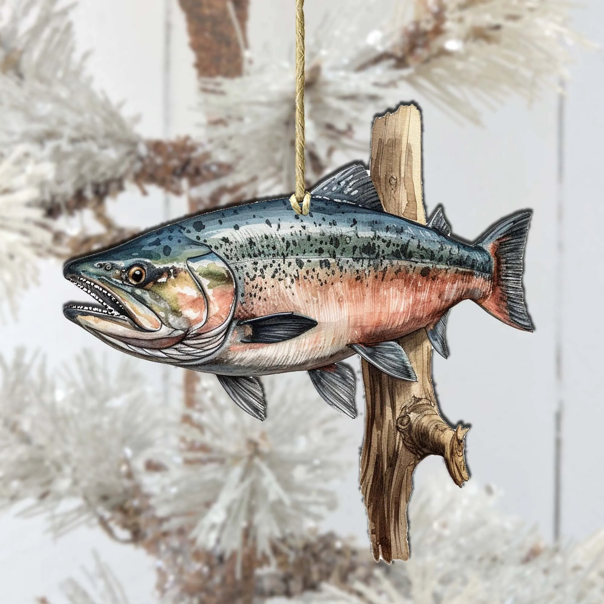 Alaskan Sockeye Wooden Ornaments by G.Debrekht - Wildlife Holiday Décor - 8710109-3