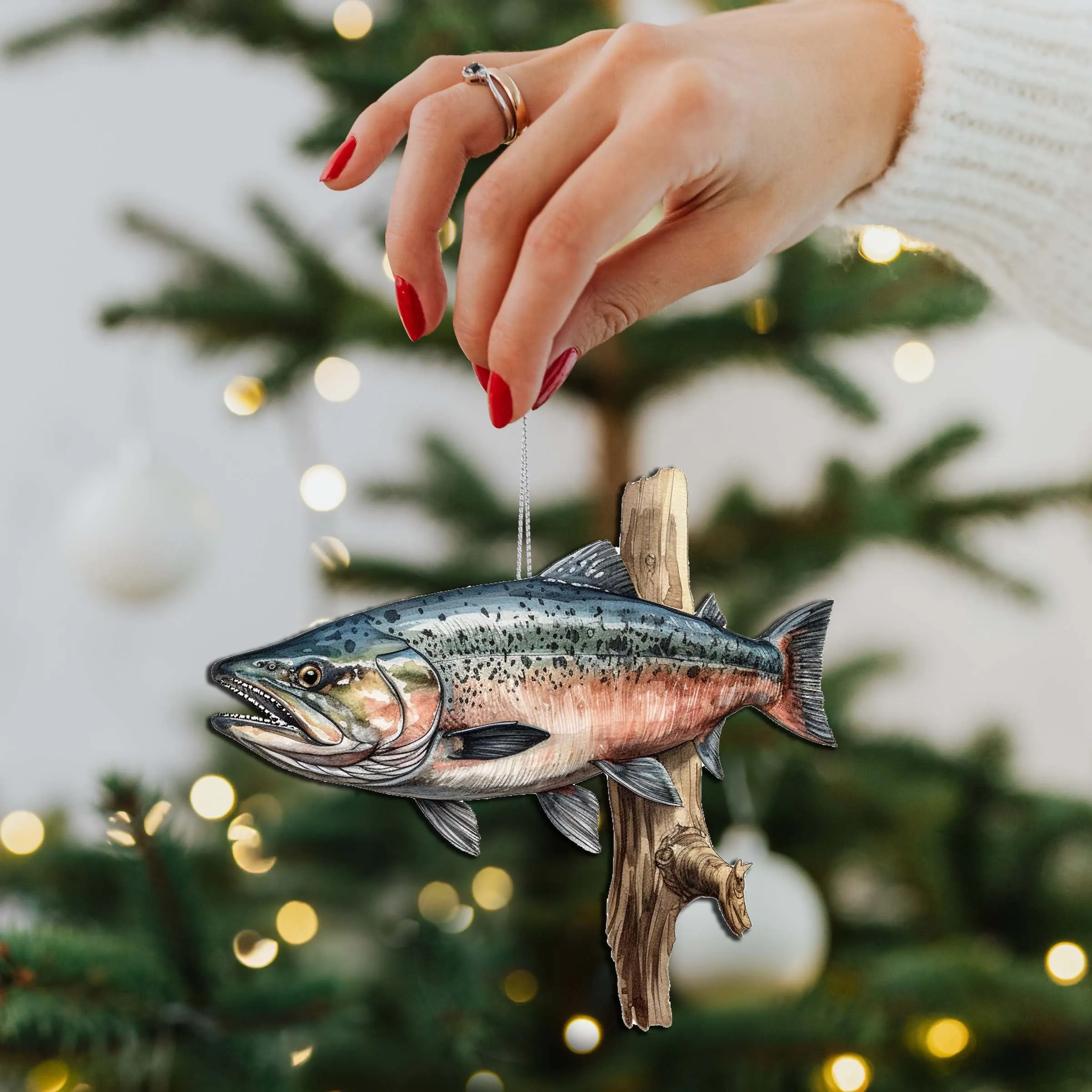 Alaskan Sockeye Wooden Ornaments by G.Debrekht - Wildlife Holiday Décor - 8710109-3