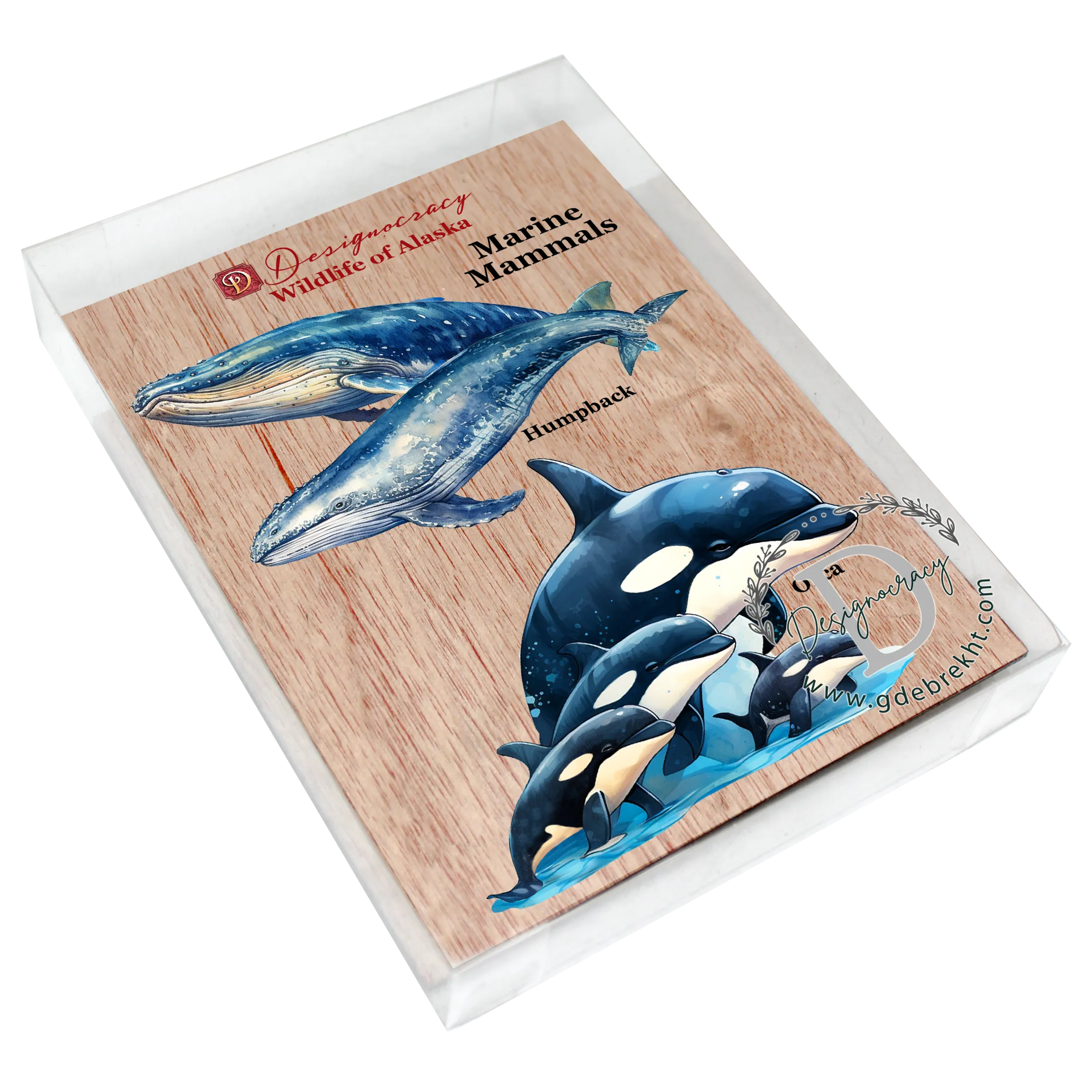 Alaskan Whale and Orca Wooden Ornaments Set of 2 by G. Debrekht - Wildlife Holiday Décor - 8091323S5