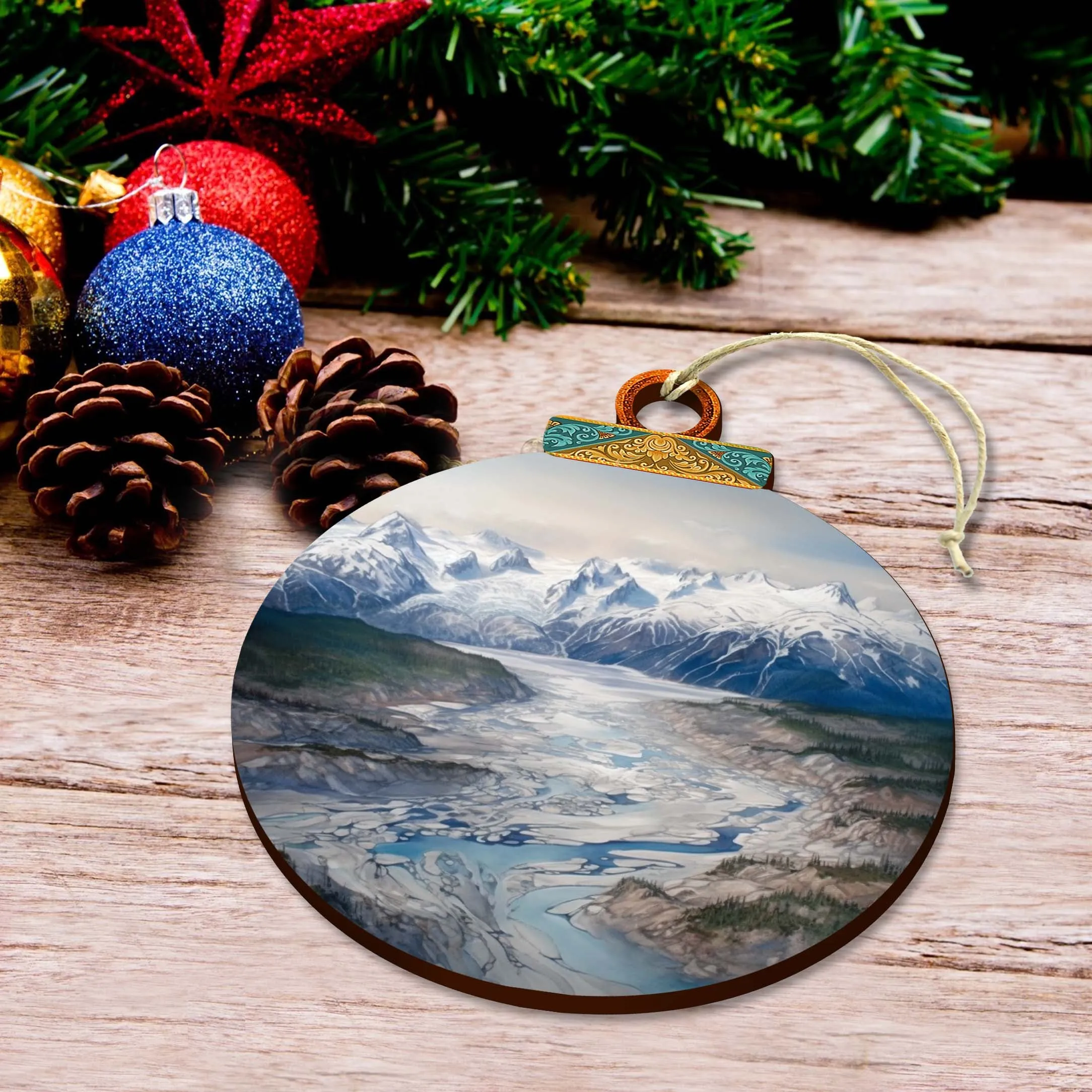 Alaskan Wilderness Symphony Wooden Ornaments by G.Debrekht - Wildlife Holiday Décor - 870057