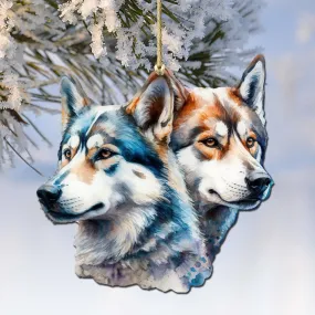 Alaskan Wolves Wooden Ornaments by G.Debrekht - Wildlife Holiday Décor - 8710115-2 Alaskan Wolves Wooden Ornaments by G.Debrekht - Wildlife Holiday Décor - 8710115-2