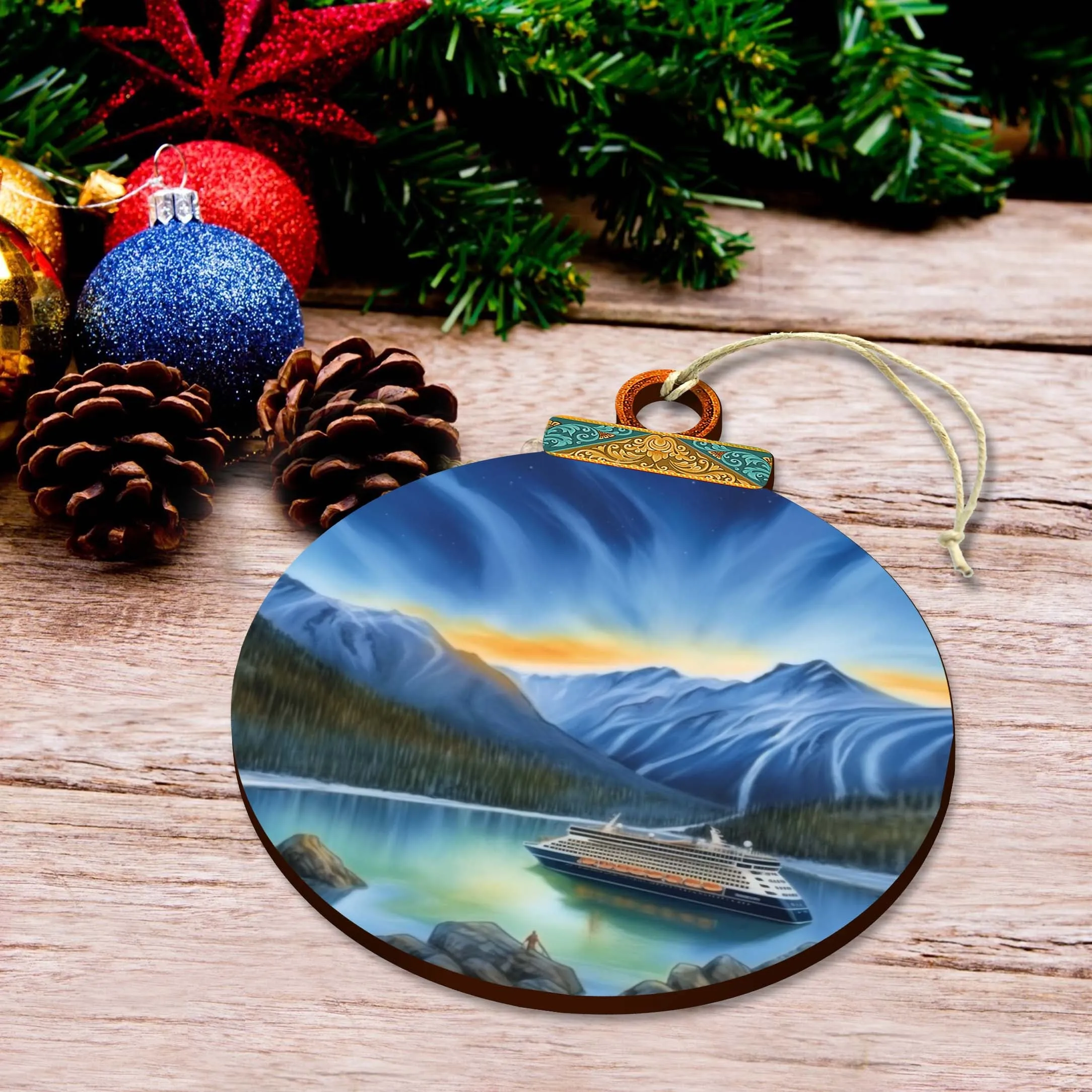 Alaska's Mountain Splendor Wooden Ornaments by G.Debrekht - Wildlife Holiday Décor - 870066