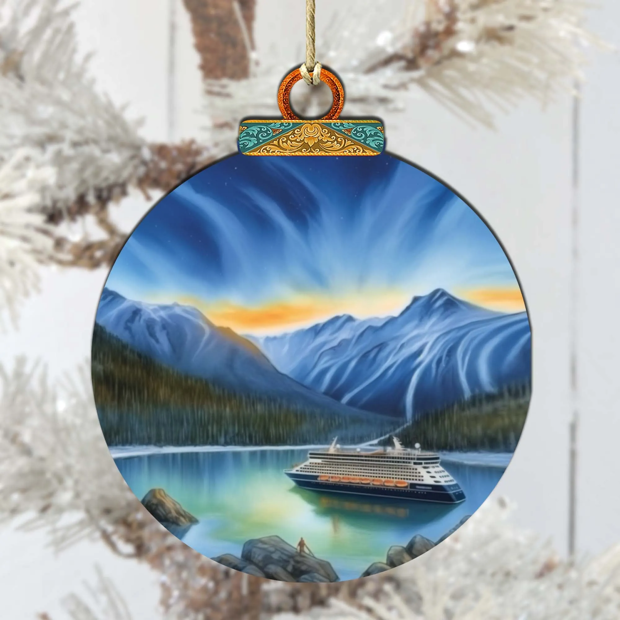 Alaska's Mountain Splendor Wooden Ornaments by G.Debrekht - Wildlife Holiday Décor - 870066